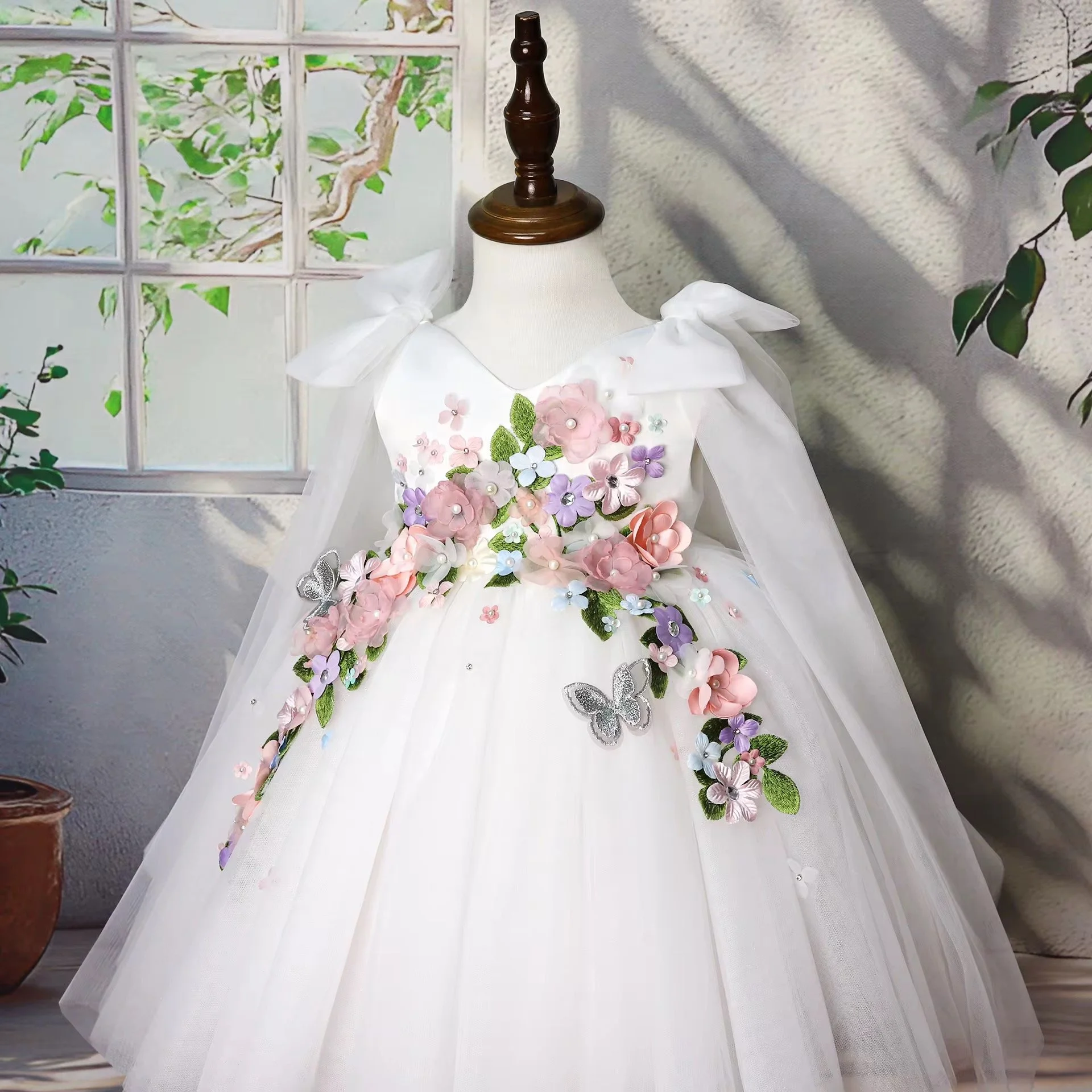 Ivory Blossom princess party dress for little girls | TeddyNest.jpeg