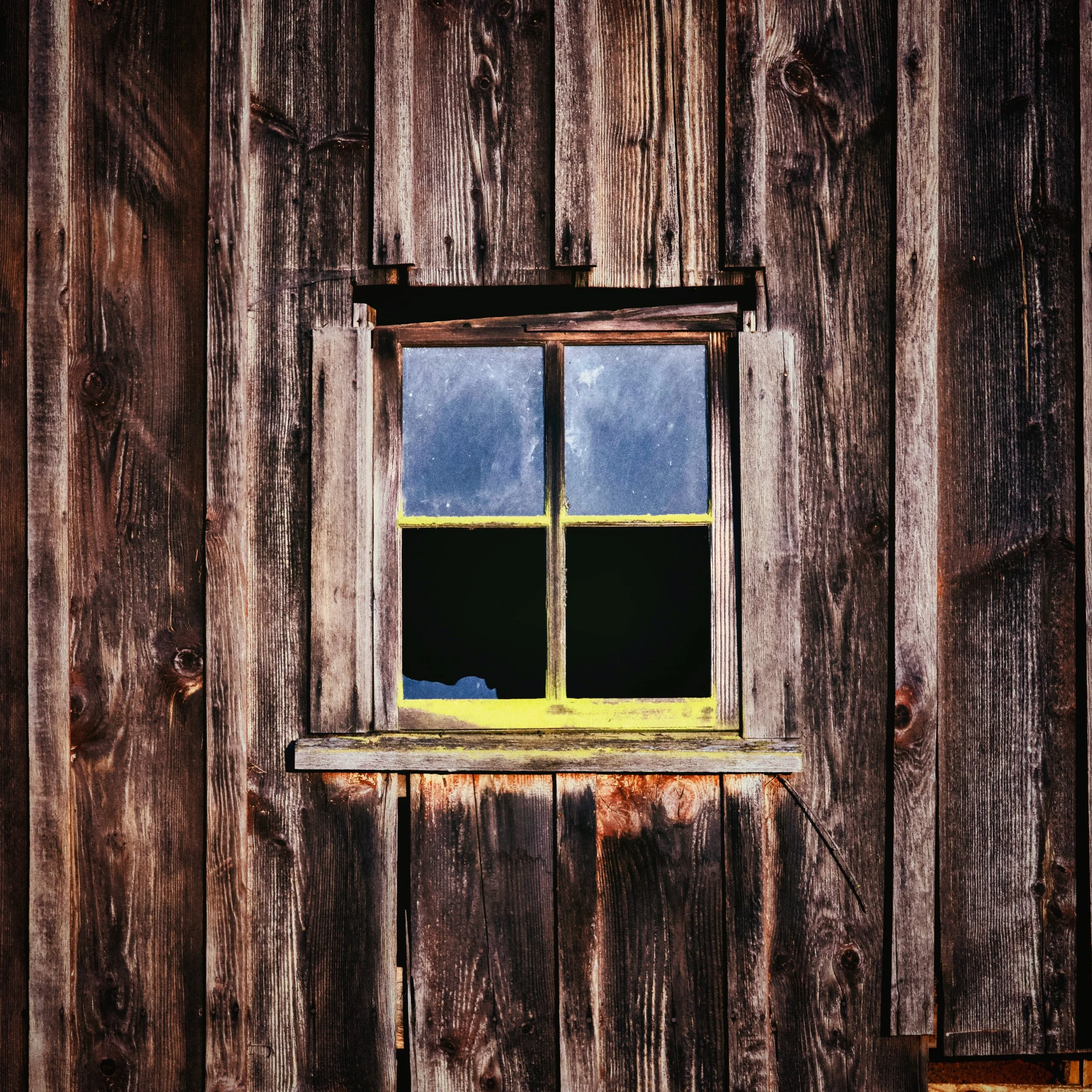 Cabin window at sunrise - Canby, Oregon