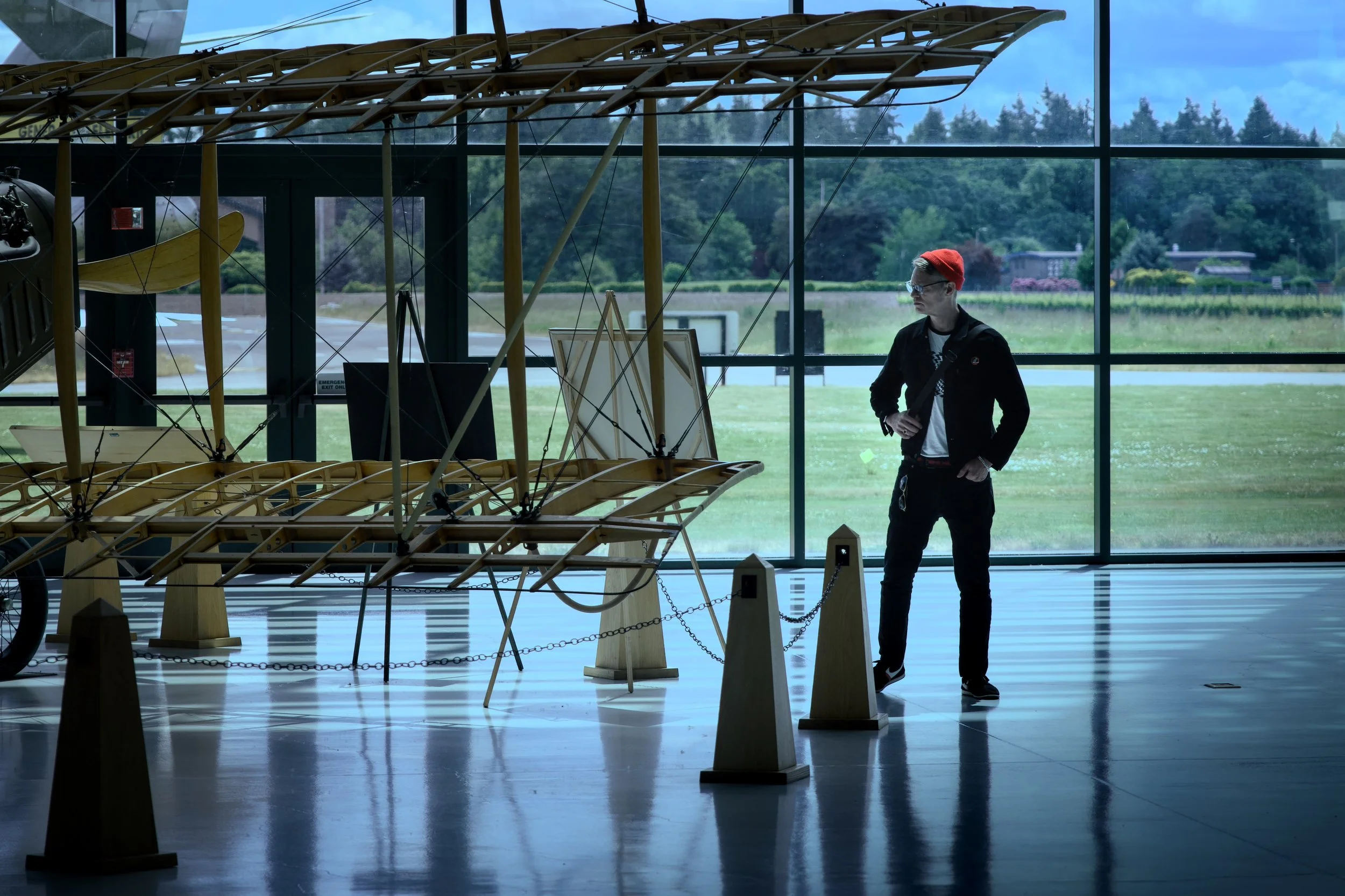 A visitor takes in a plane at the Evergreen Aviation Museum - McMinnville, Oregon
