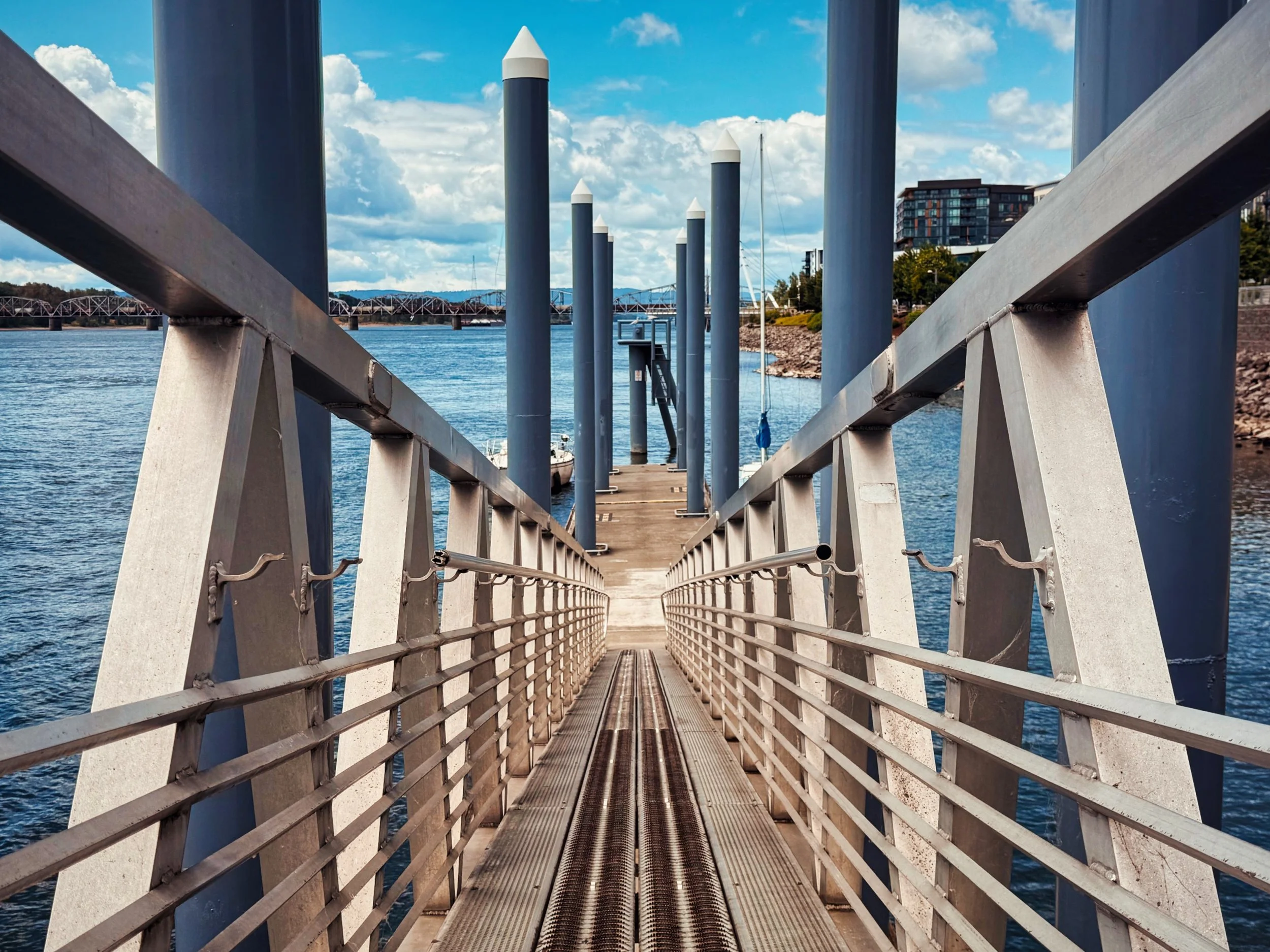 Dock bridge on Columbia River - Vancouver, Washington