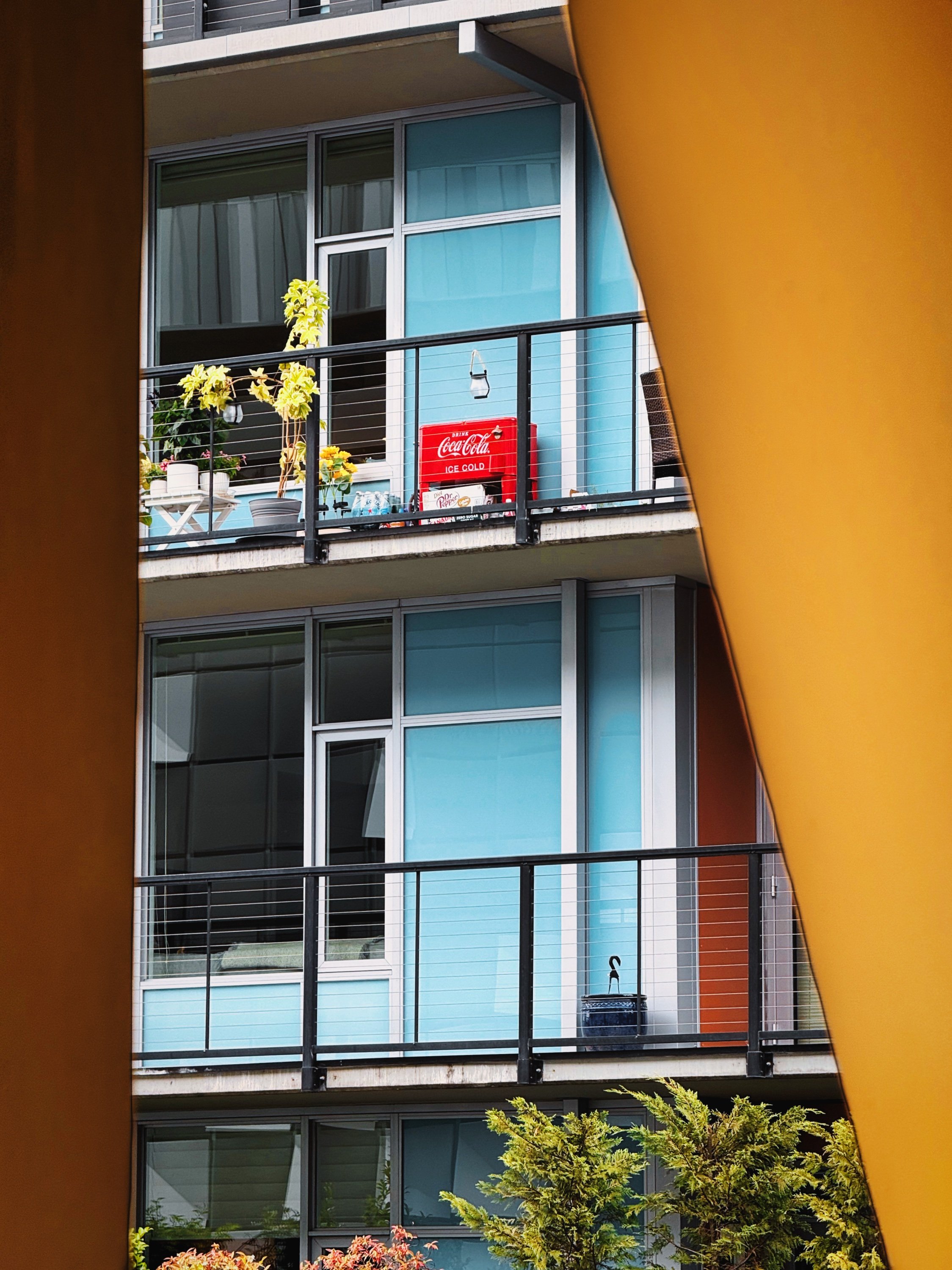 Coca Cola cooler on apartment balcony - Portland, Oregon