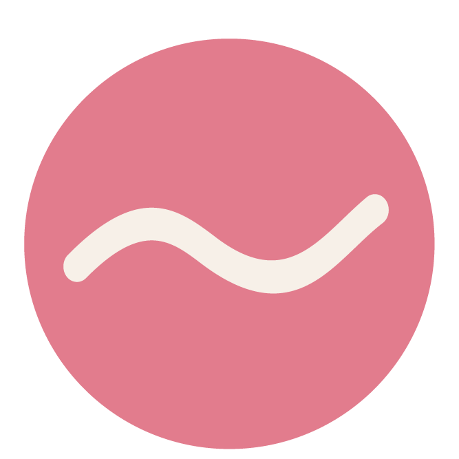 Pink circle with a white, wavy line in the center