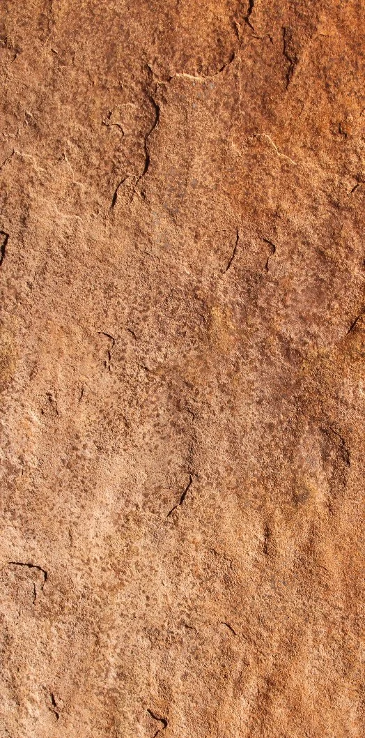 Close-up of a textured, rusty, cracked iron surface in reddish-brown color.
