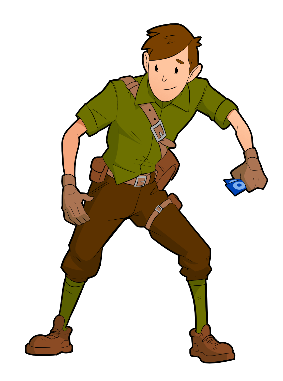 Cartoon ranger with cards in hand