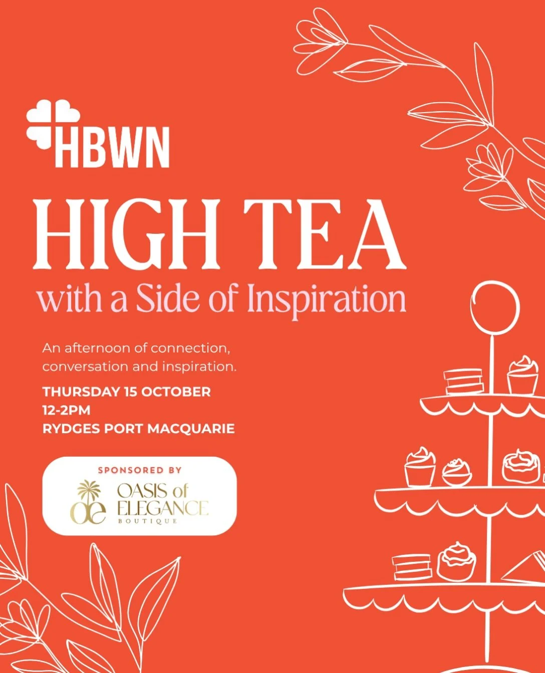 High Tea with a Side of Inspiration ☕️

Join us on the 15th of October from 12-2pm for an elegant afternoon of connection, conversation and inspiration at our High Tea with a Side of Inspiration.

We are excited to announce that Charmain Woods is our