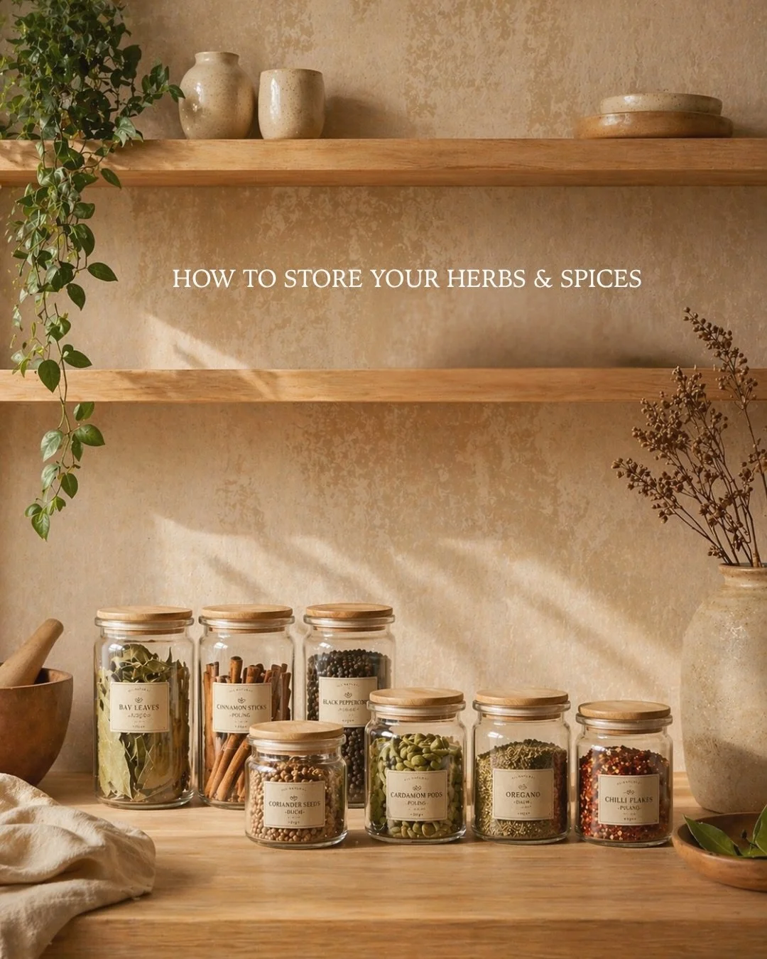 How to keep your herbs and spices fresh? 🌱

Airtight jars, cool dark storage, and away from heat = longer lasting flavour and aroma 🌶️