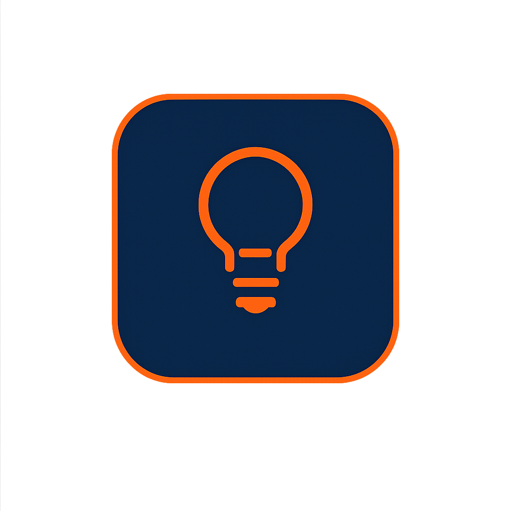 Lightbulb icon representing ideas, innovation and problem solving