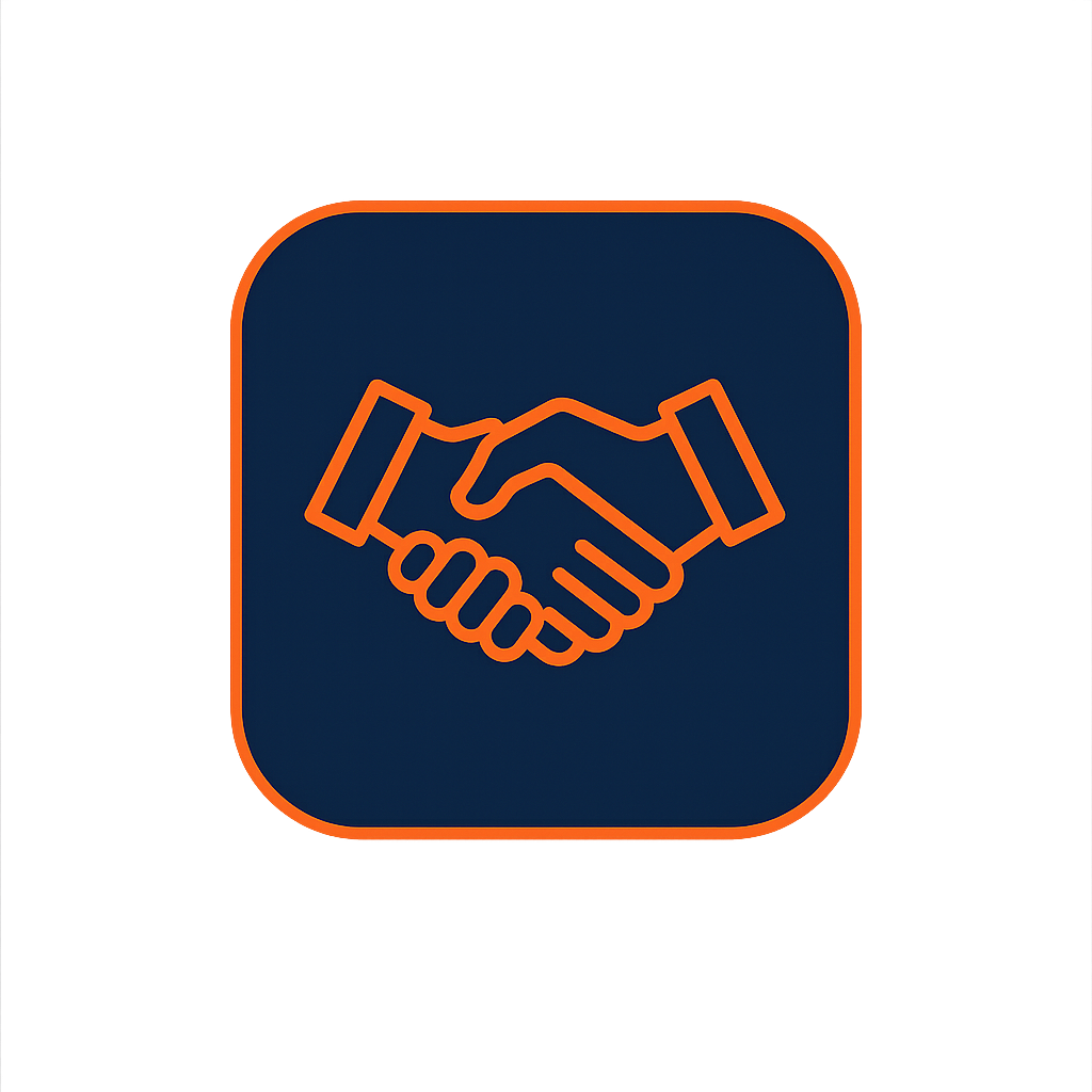 Handshake icon representing partnership and collaboration