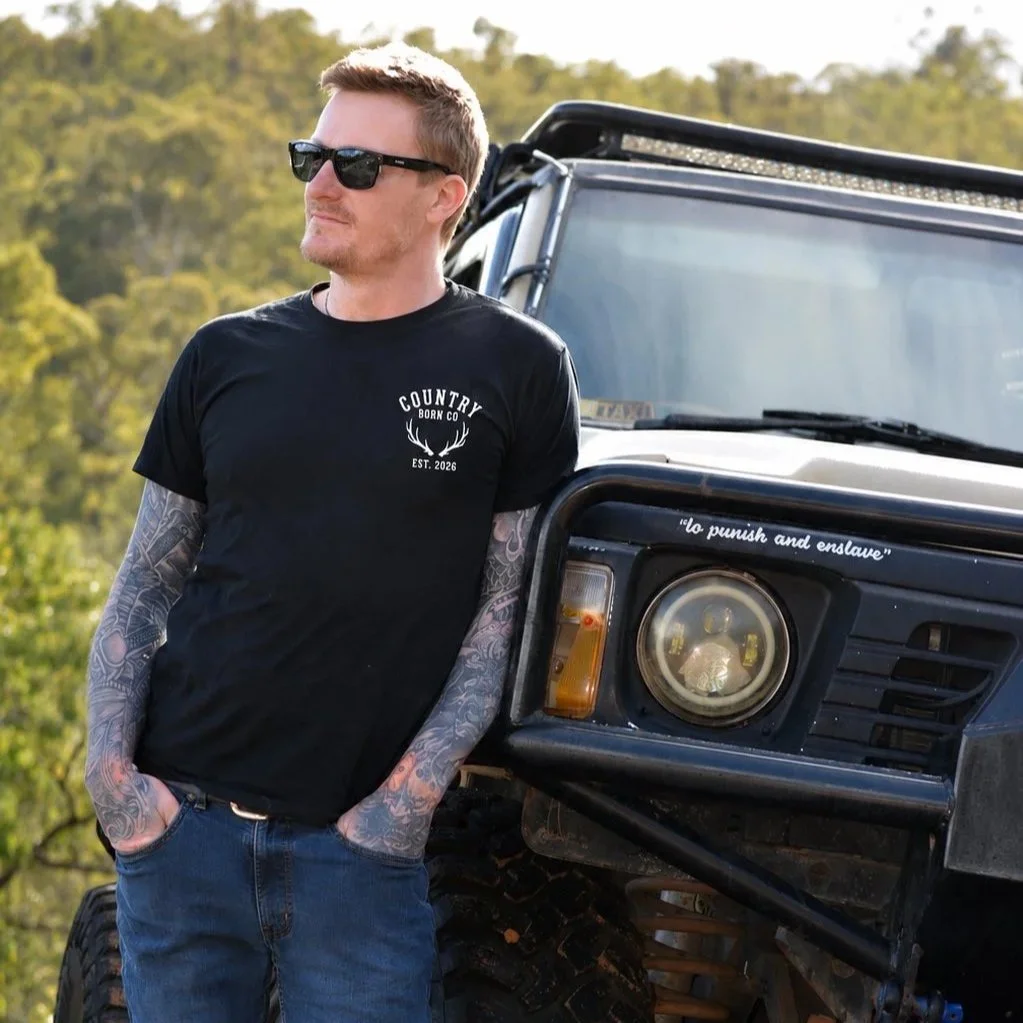 Men's Black T-shirt with white design