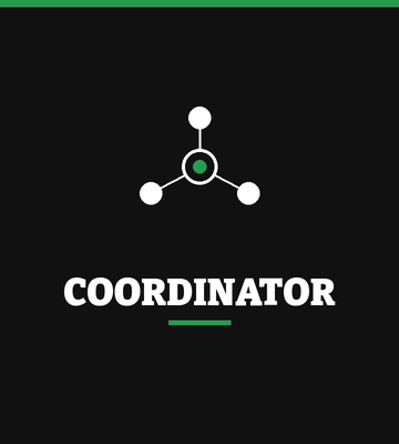 Graphic with a diagram of connected circles and the word "COORDINATOR" in bold white letters on a black background. ESG Coordinator, Sustainability, Commercial