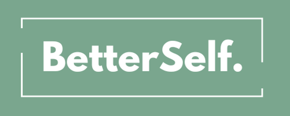 Green background with white text that says "BetterSelf." with a white border around the text
