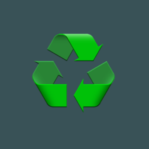 Symbole de recyclage en vert sur un fond gris