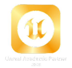 Unreal Engine logo in gold with text 'Unreal Academic Partner 2023'.