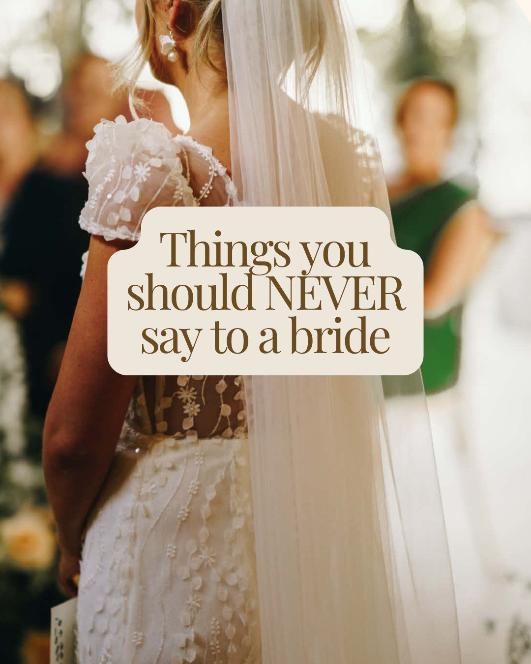 Things you should NEVER say to a bride 😂💍

Wedding planning is stressful enough without everyone having an opinion on your ENTIRE day! 

Sometimes we just need you to nod, smile and keep your bloody opinions to yourself! 

And if you see a bride st