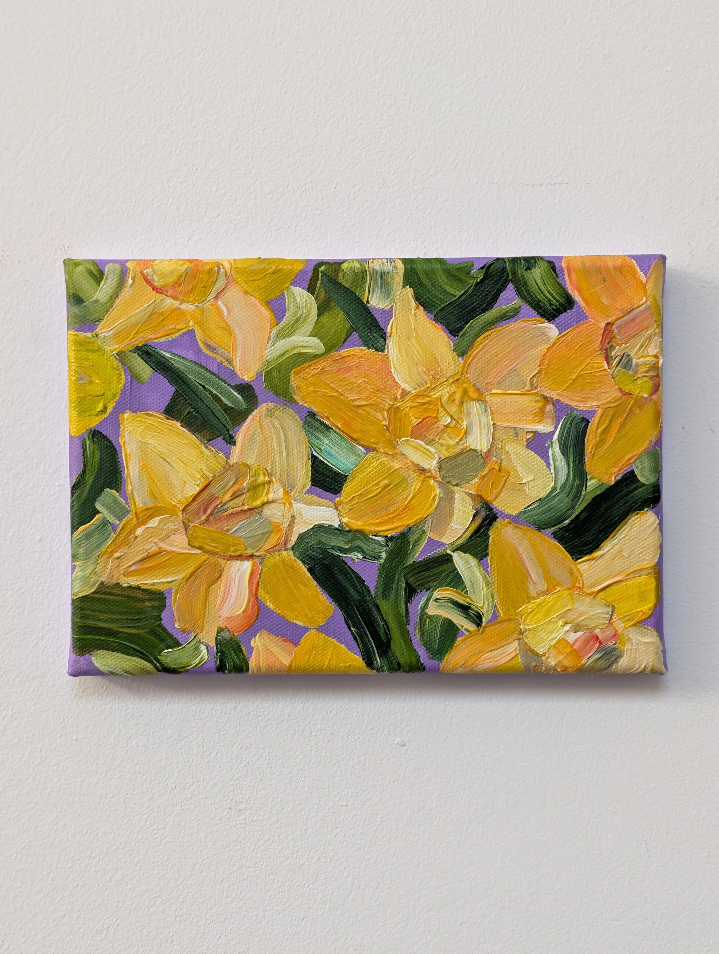 daffodils on purple