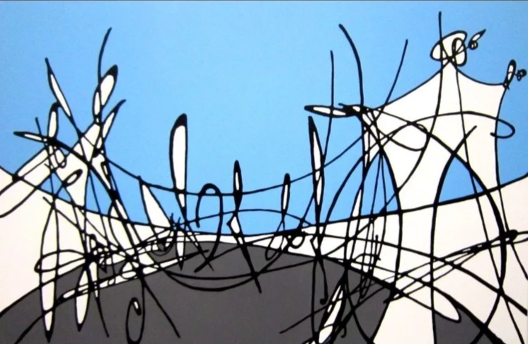 Bridge View 5 48 x 72 Enamel on Canvas