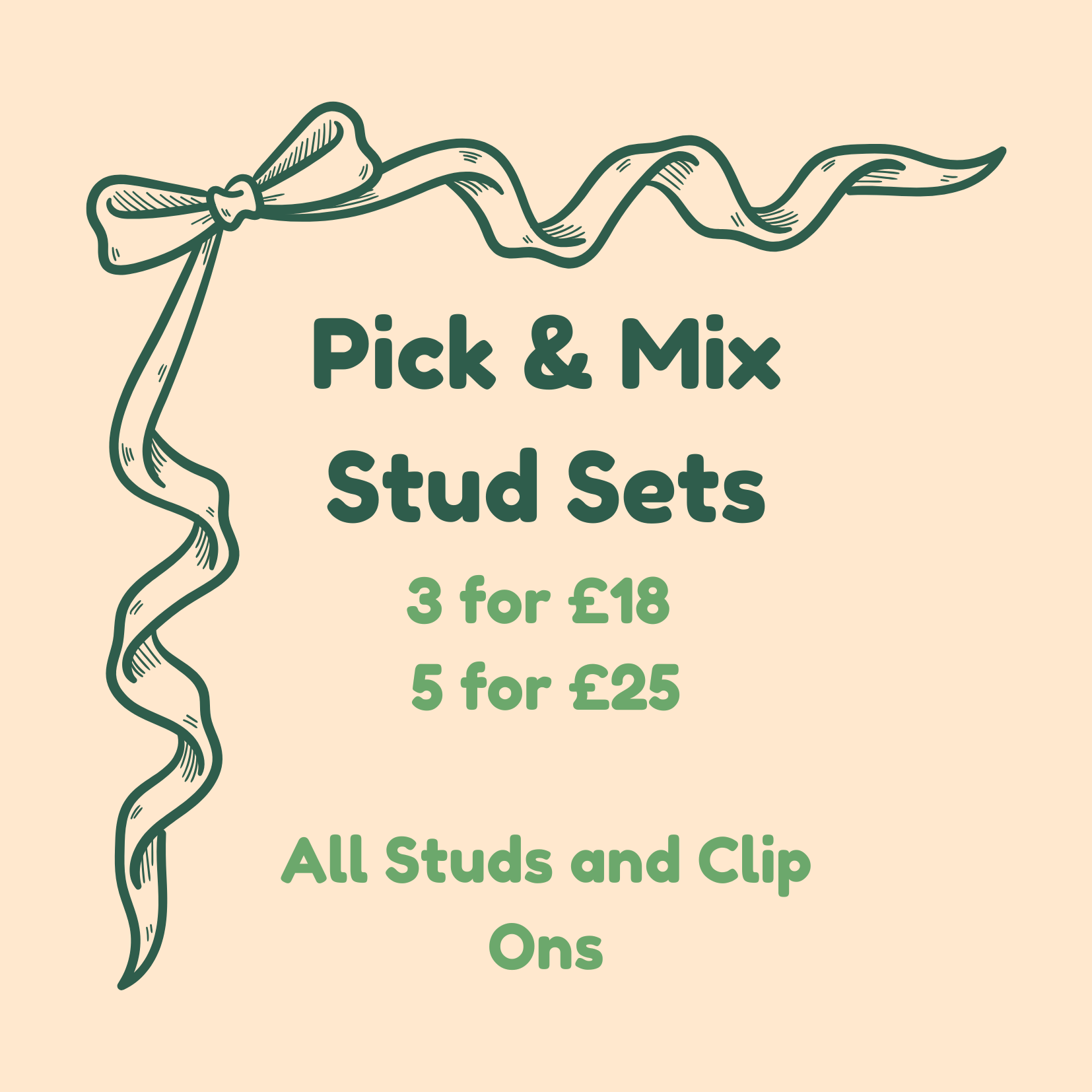 Pick and Mix Studs  or Clip Ons - 5 Pairs