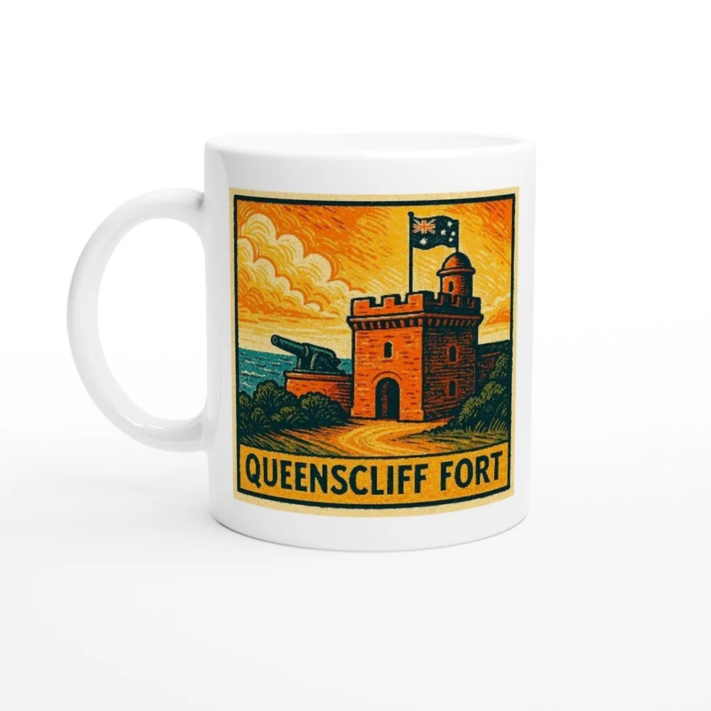 Queenscliff Fort Ceramic Mug - Bellarine Tide Art - 11oz Gift Mug