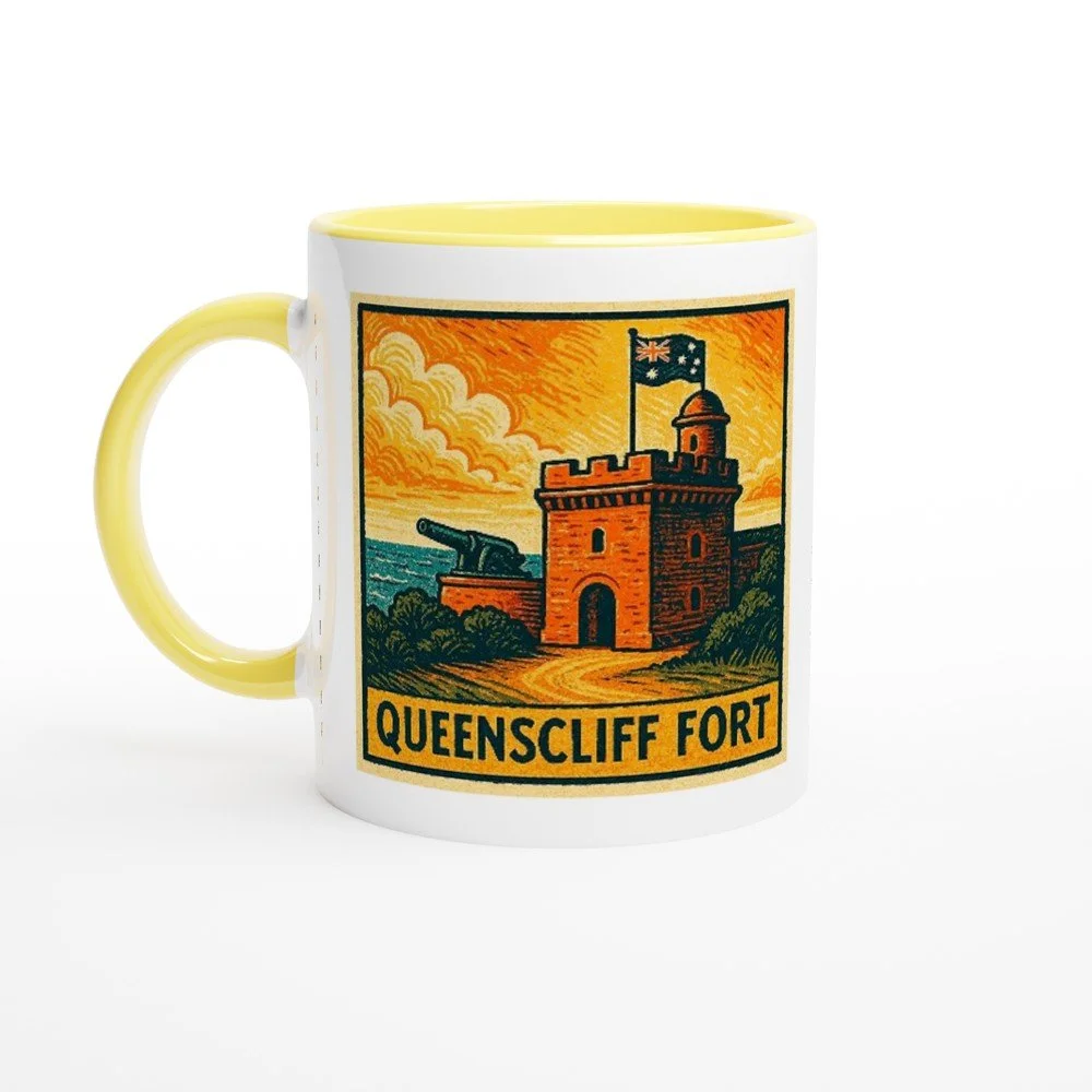 Queenscliff Fort Ceramic Mug - Bellarine Tide Art - 11oz Gift Mug