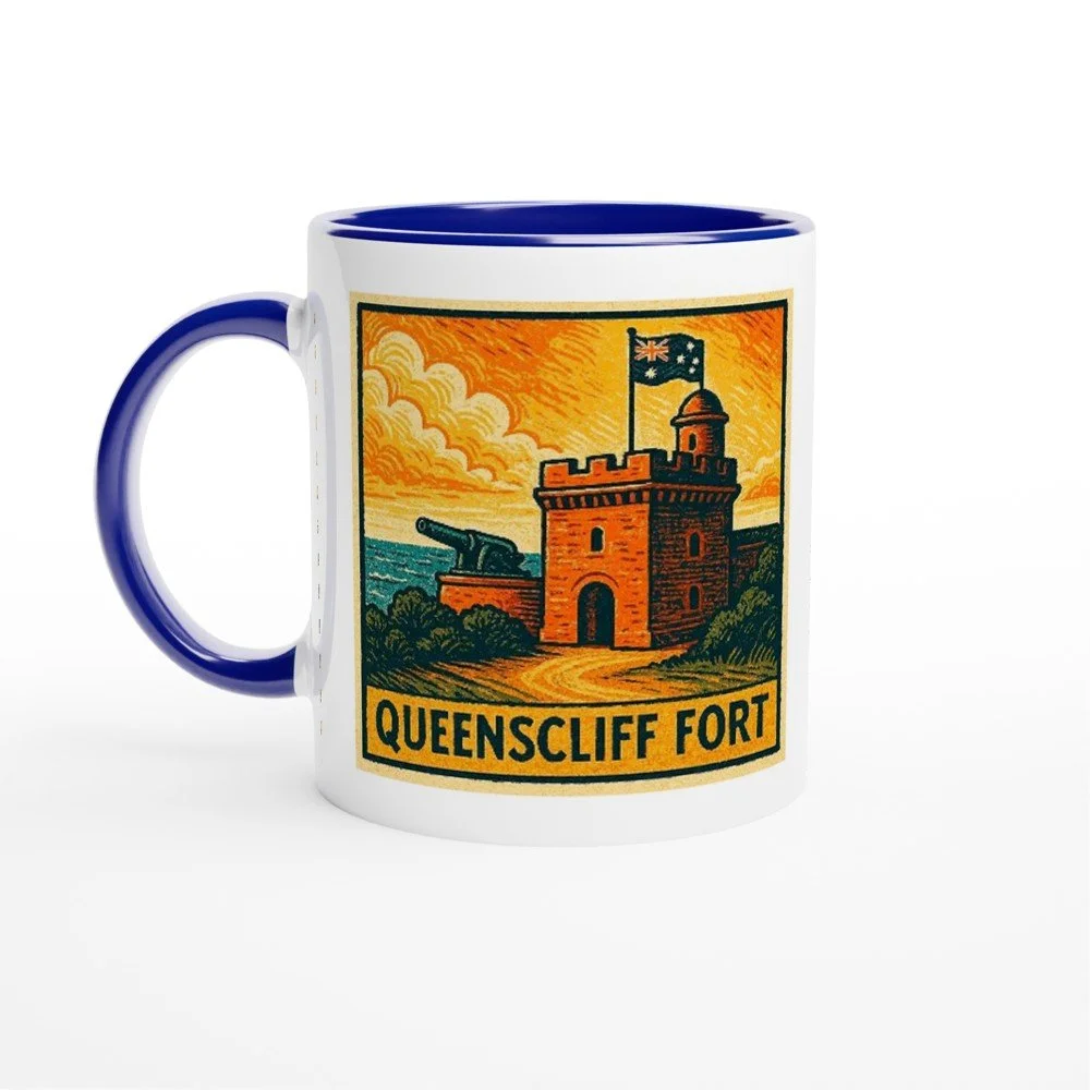 Queenscliff Fort Ceramic Mug - Bellarine Tide Art - 11oz Gift Mug