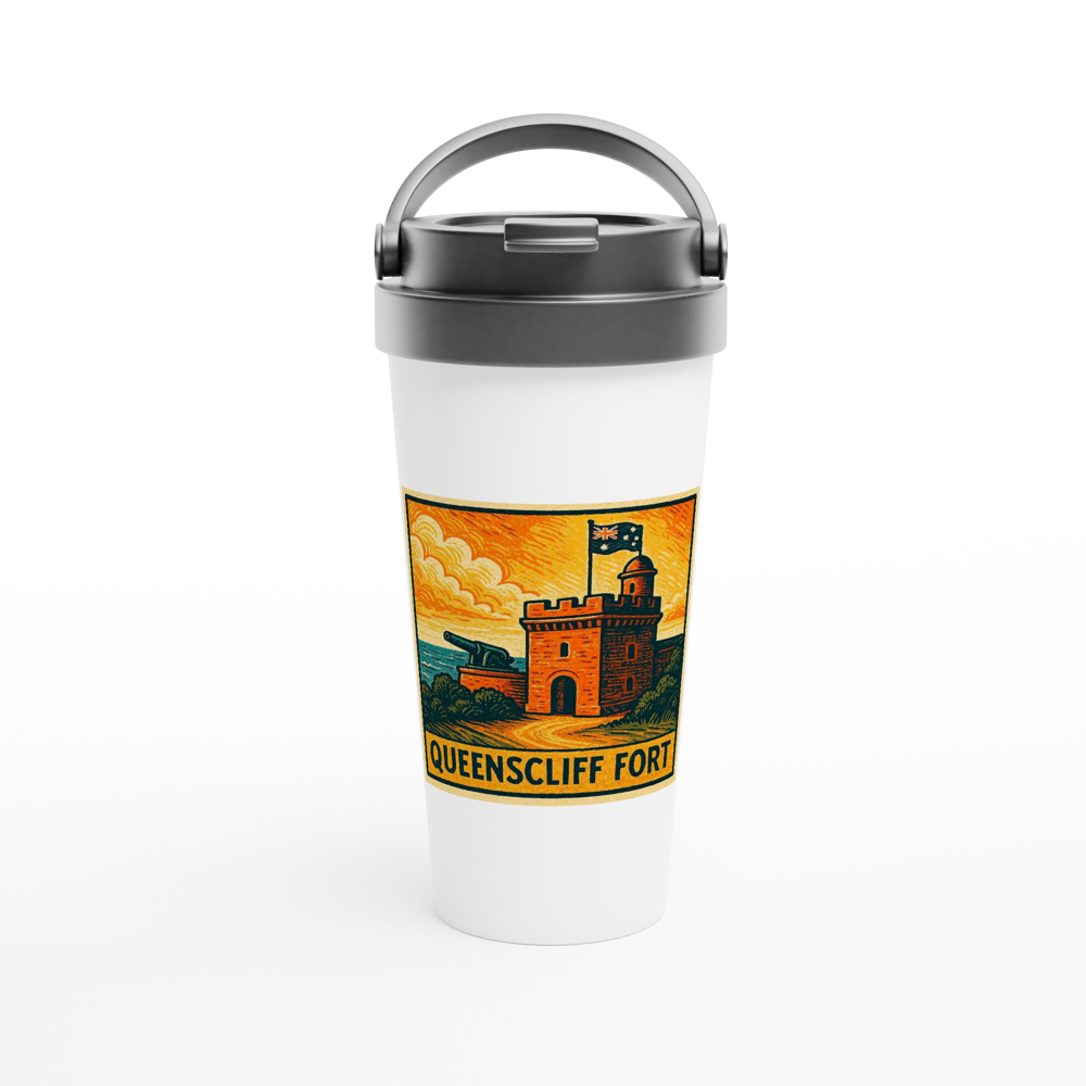 Queenscliff Fort Stainless Steel Travel Mug - 15oz Insulated Leak-Proof Cup