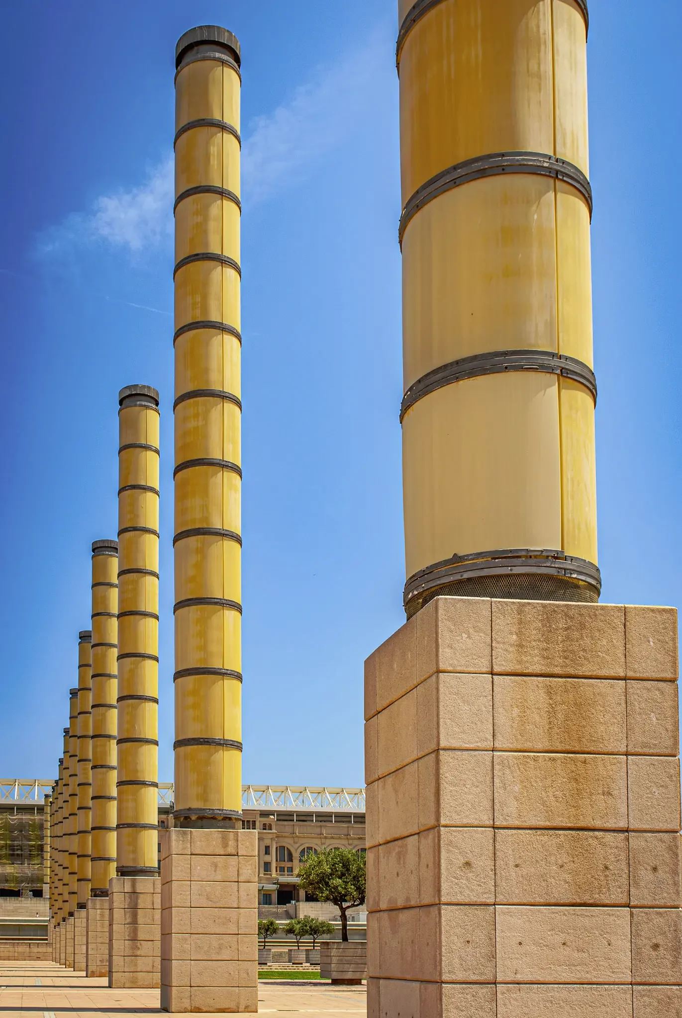 Architectural Columns at Esplanade del Palau Sant Jordi, Montjuïc, Barcelona