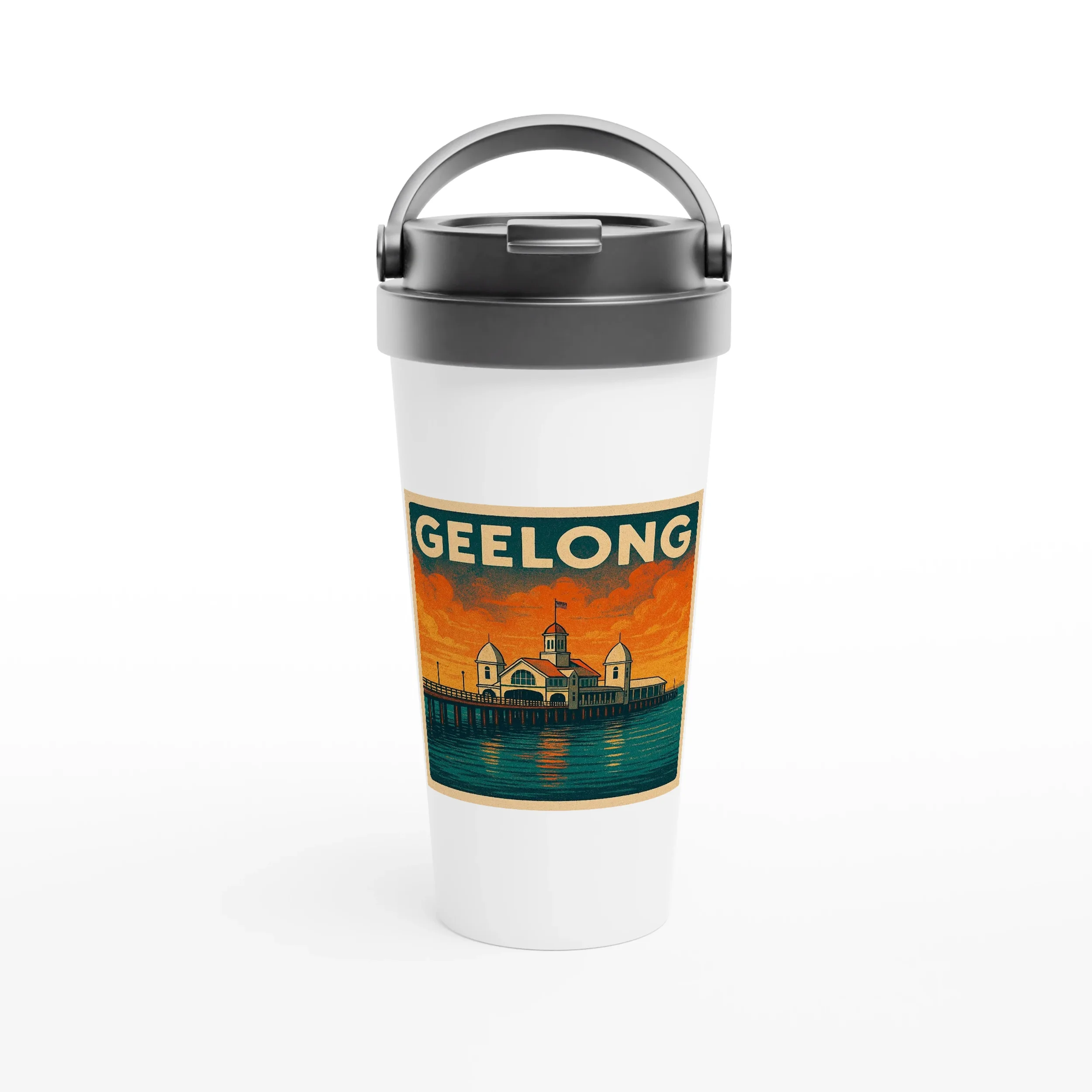 Geelong Stainless Steel Travel Mug – 15oz Insulated Leak-Proof Coffee Cup