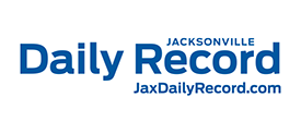 Logo of Jacksonville Daily Record with blue text.
