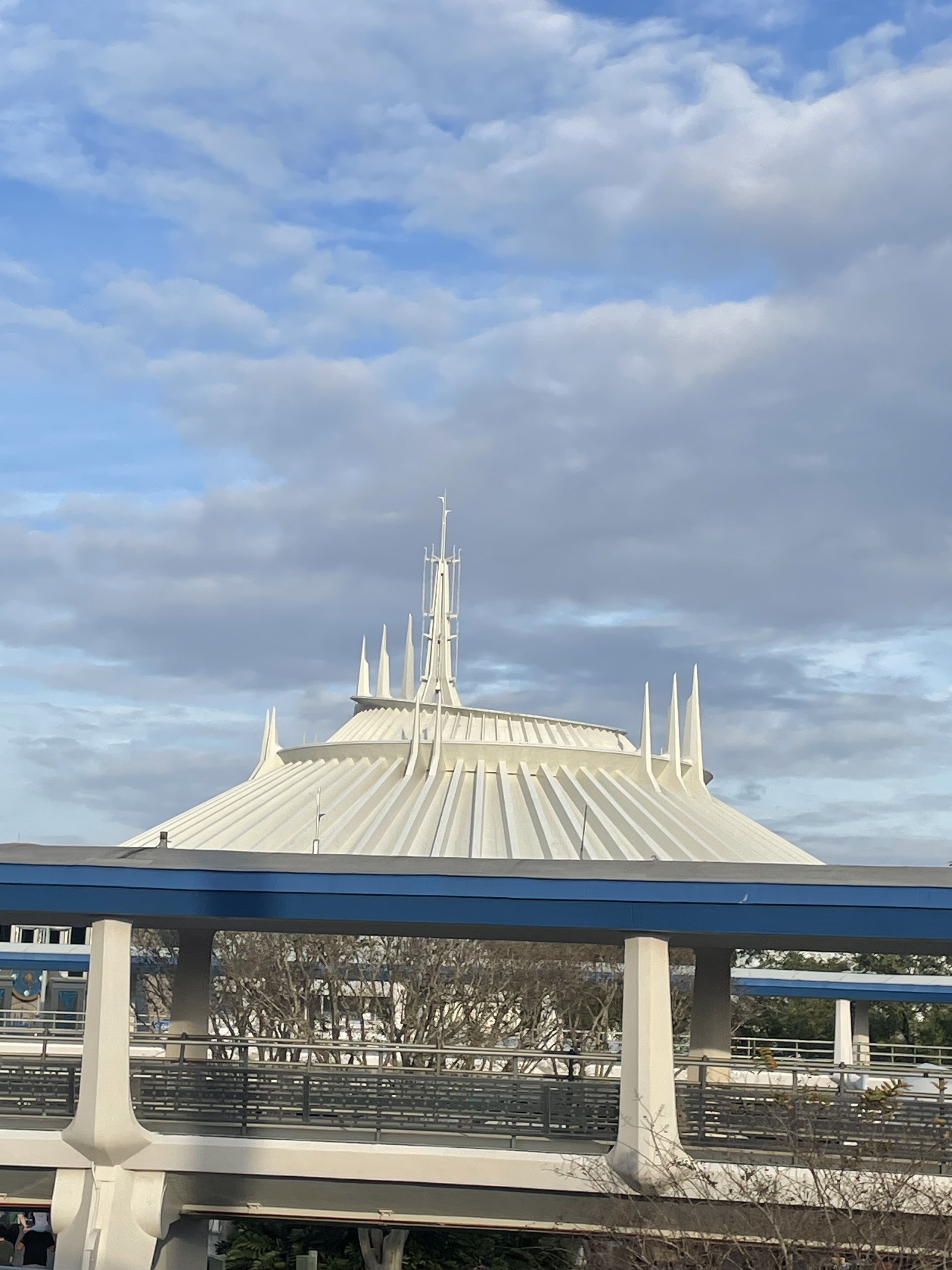 a view of Space Mountain from the Monorail