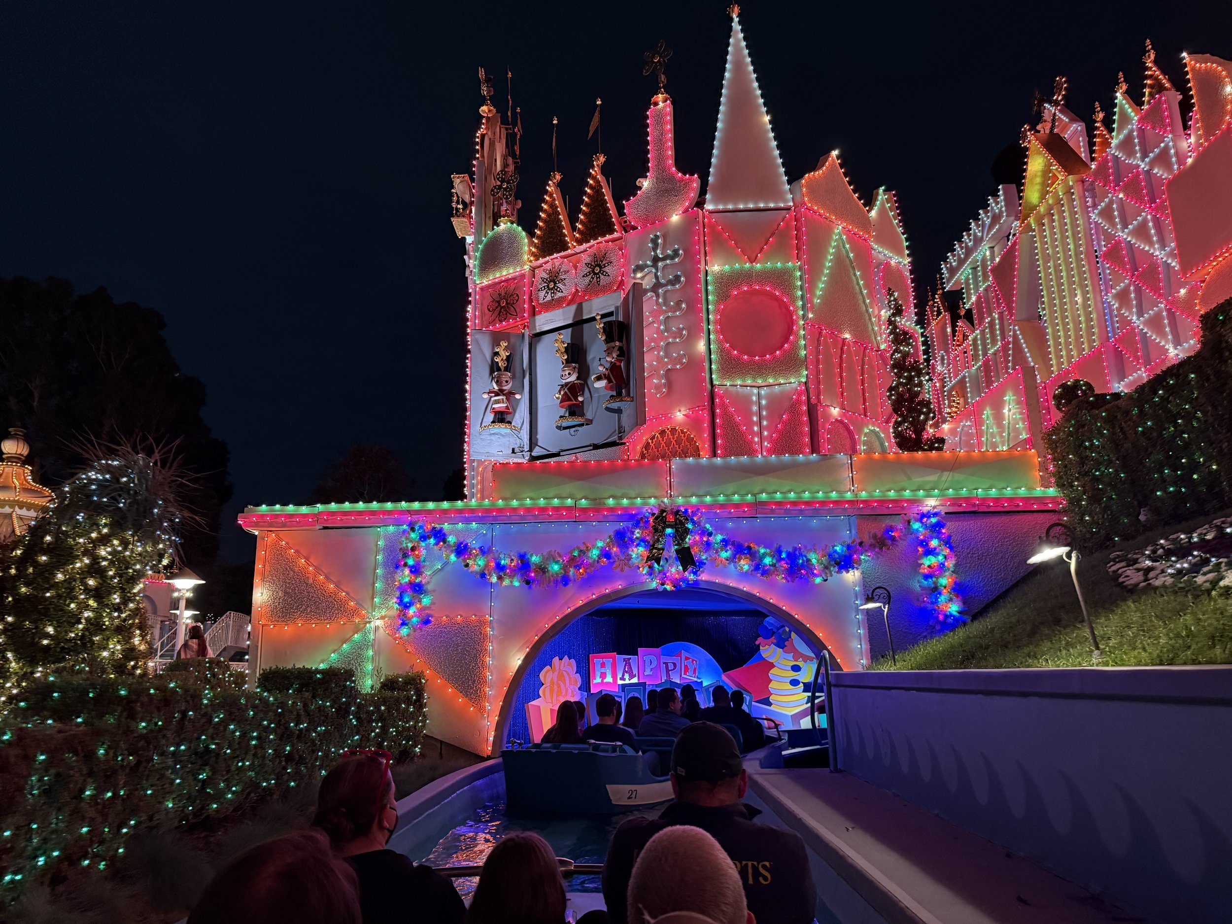Small World Ride lit up for the holidays at Disneyland, CA