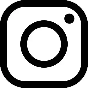 Instagram-Logo, schwarzer Kreis mit kleiner schwarzer Punkt oben rechts, weiße Hintergrundfläche