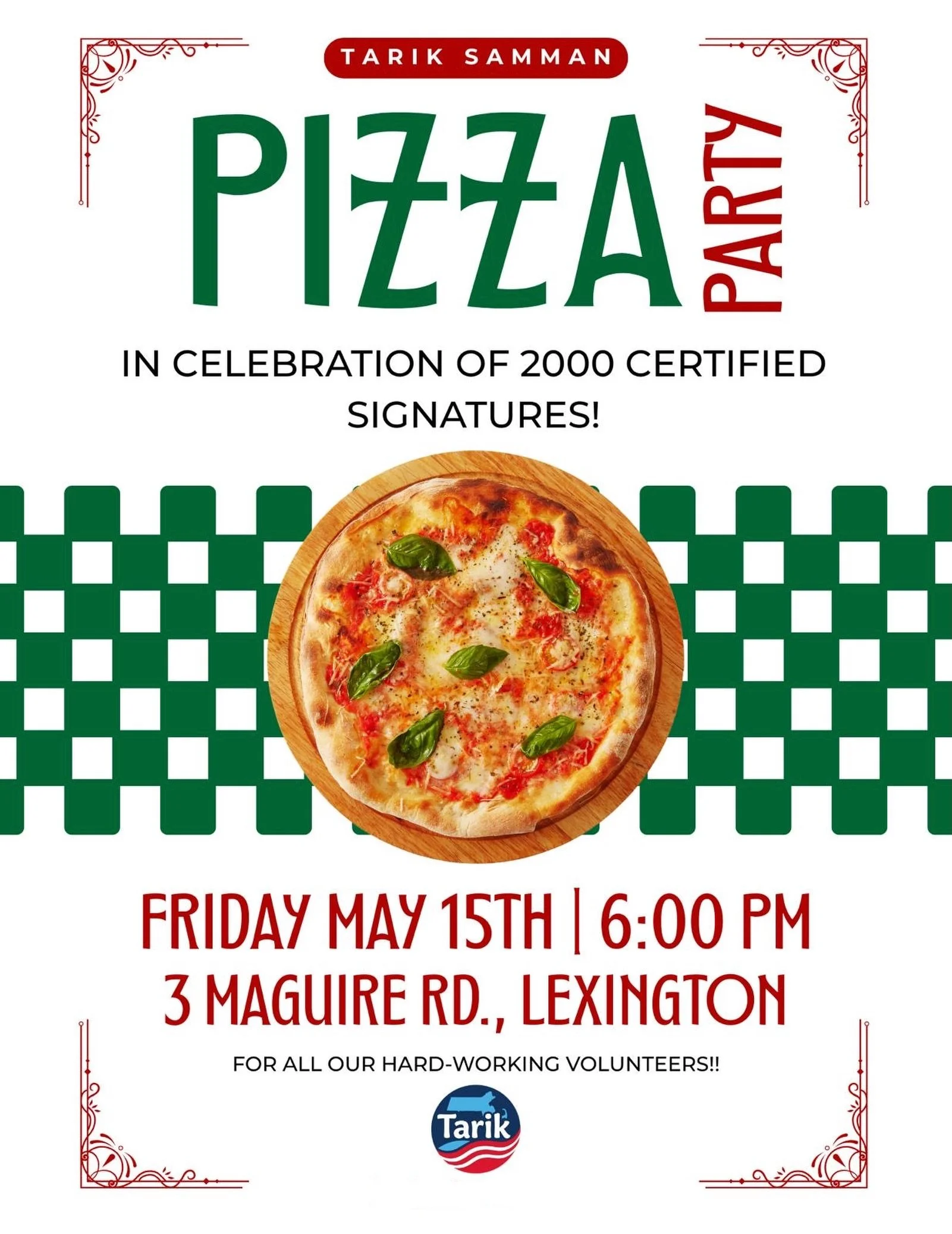 Join us for a pizza party to celebrate our amazing volunteers. Everyone is welcome!