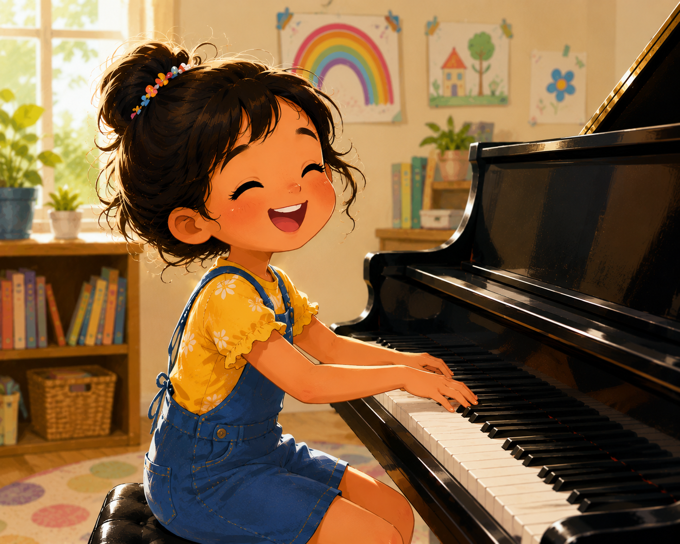 Little girl playing the piano