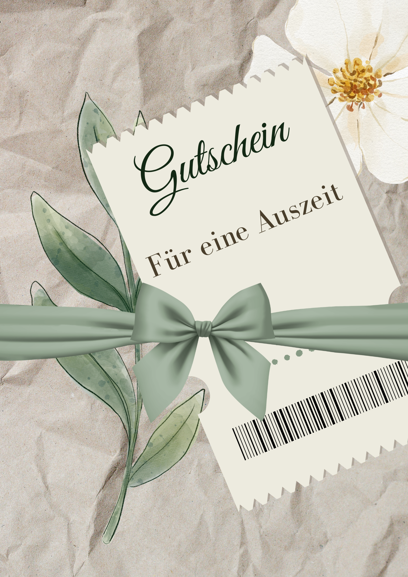 Creme Grün Aquarelle Elegant Festlich Papier Illustration Gutschein.png