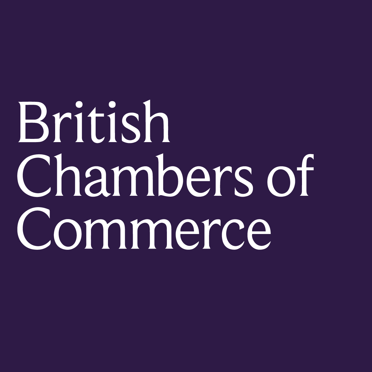 Logo of the British Chambers of Commerce with purple background and white text.