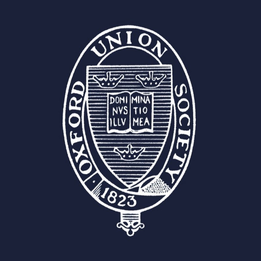 University of Oxford logo with shield, Latin motto, and year 1823, on a dark background.