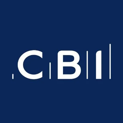 Logo with the letters C, B, and I separated by dots and vertical lines on a dark blue background.