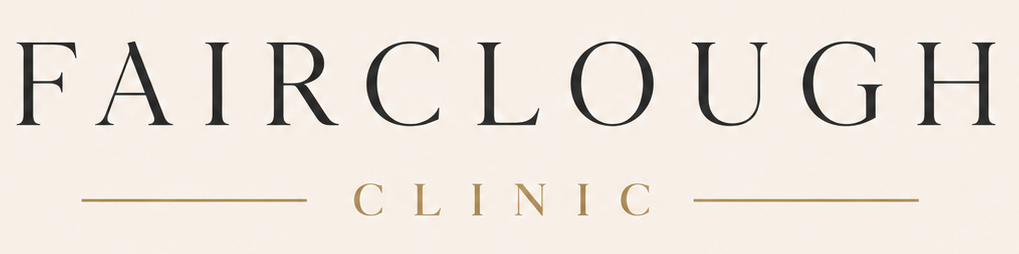 Fairclough Clinic Logo, featuring the text "FAIRCLOUGH" in a large serif font above the word "CLINIC" flanked by horizontal lines
