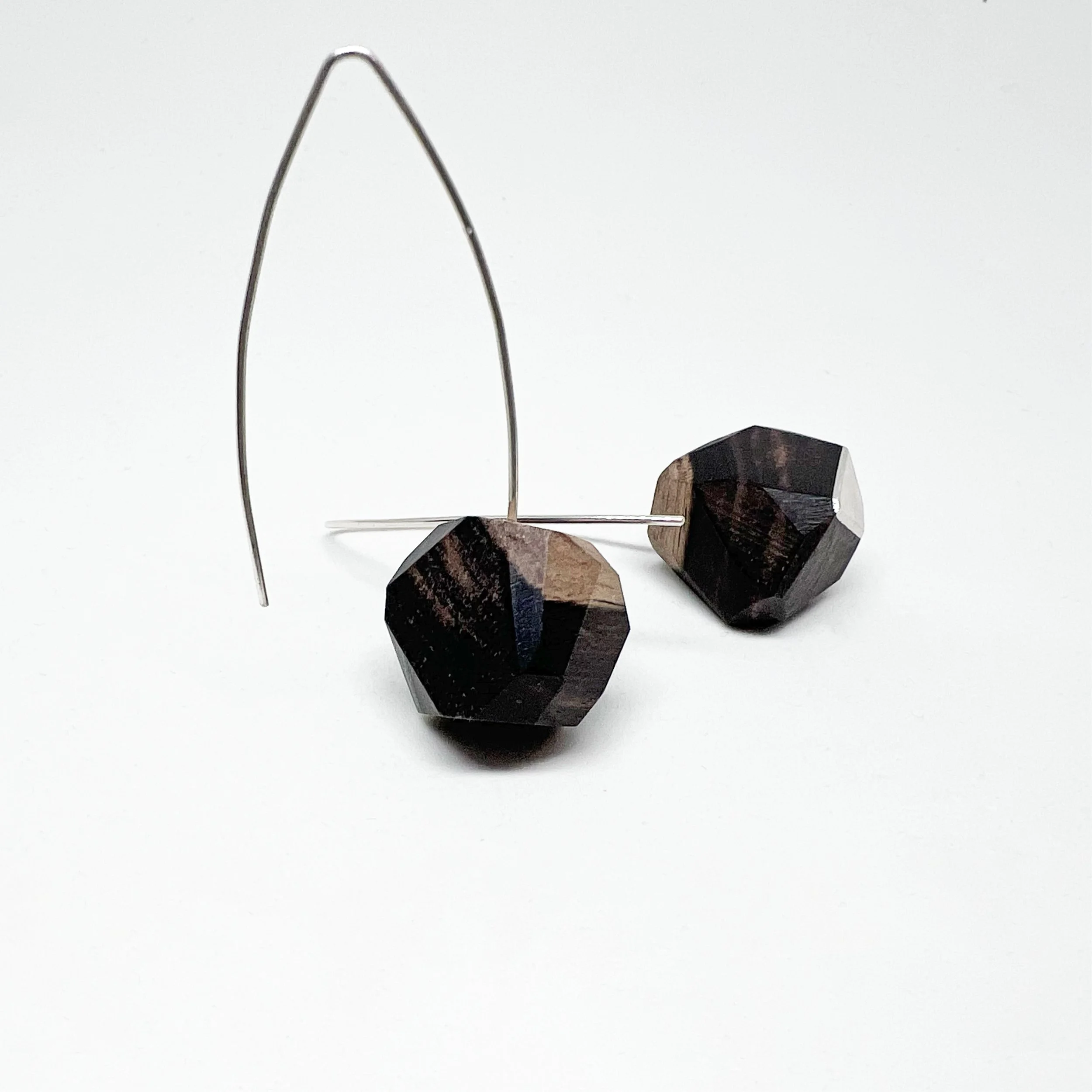 Modern Ebony & Sterling Silver Earrings – Handmade Drop Style