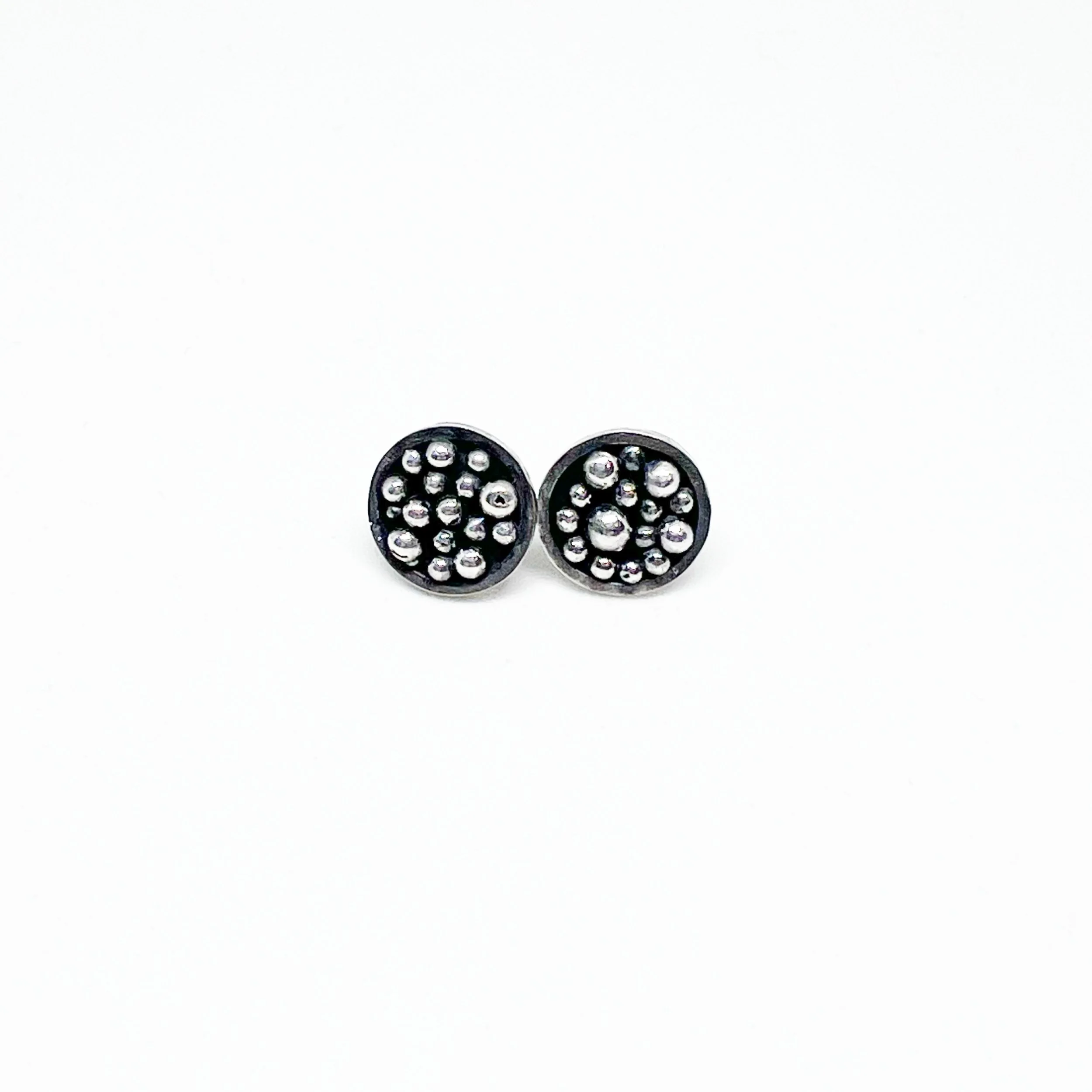 Round Sterling Silver Granulation Post Earrings