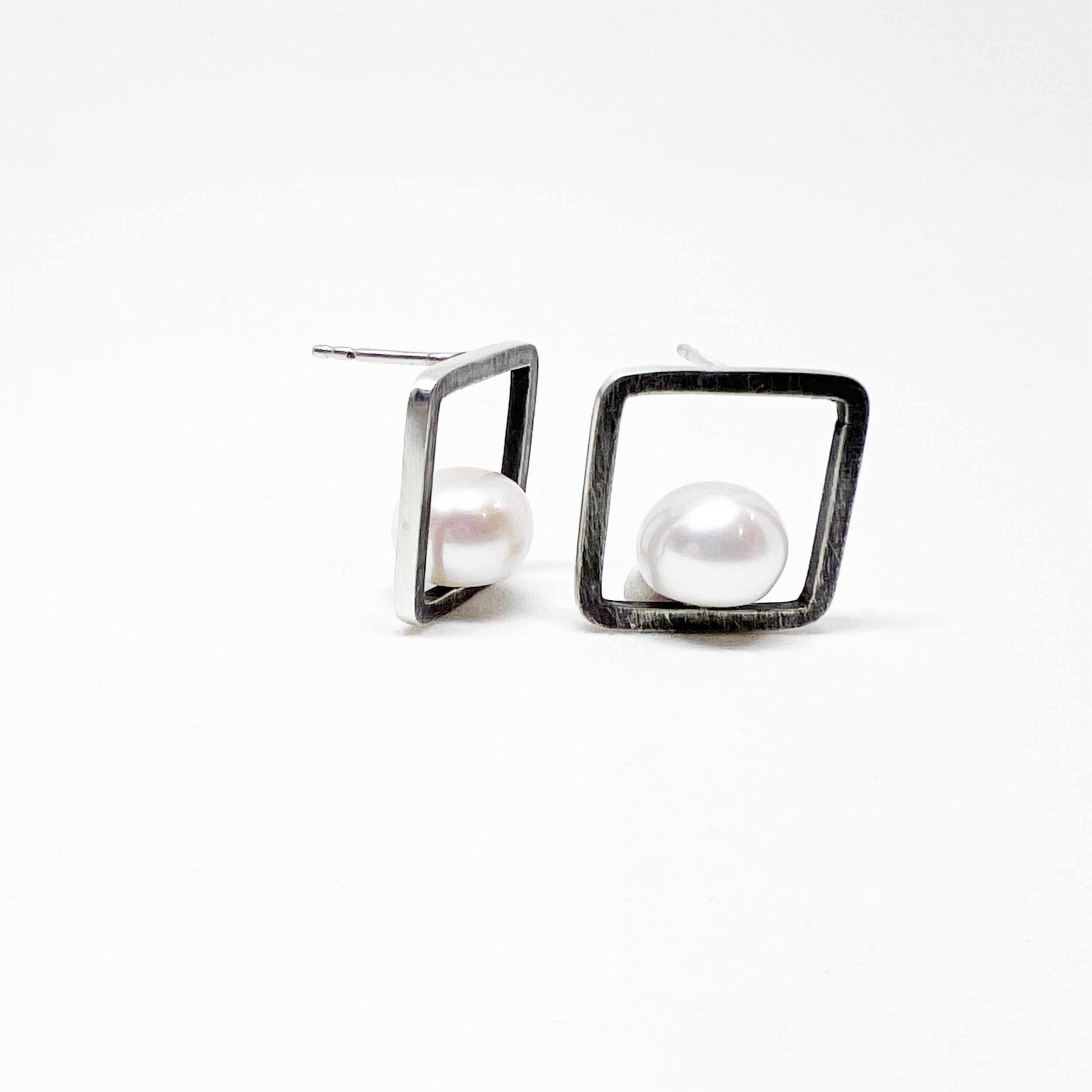 Simple Elegant Pearl Studs, Unique Handmade Jewelry Gift