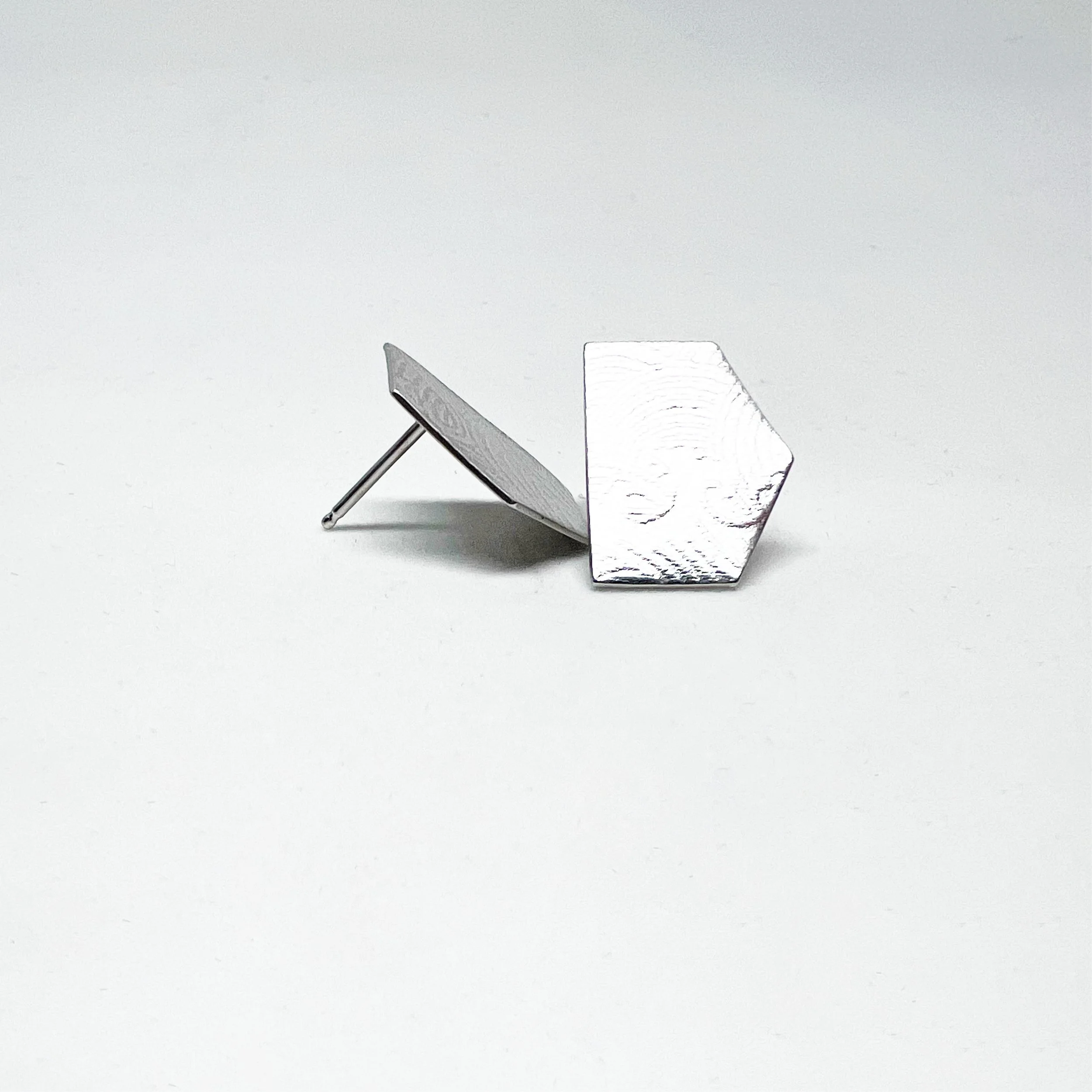 Simple Geometric Embossed Sterling Silver Earrings | Elegant Minimalist Studs