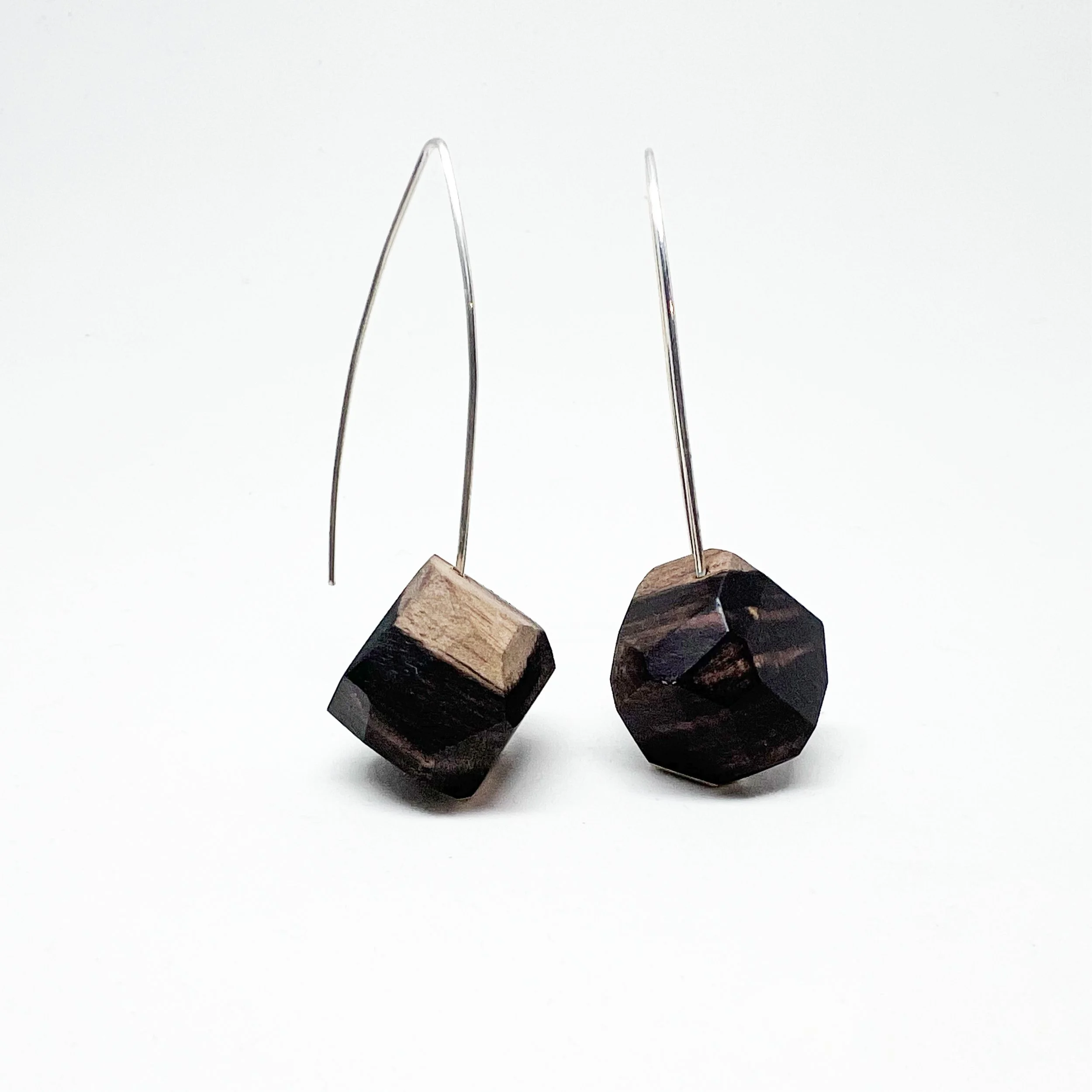 Geometric Macassar Ebony Drop Earrings