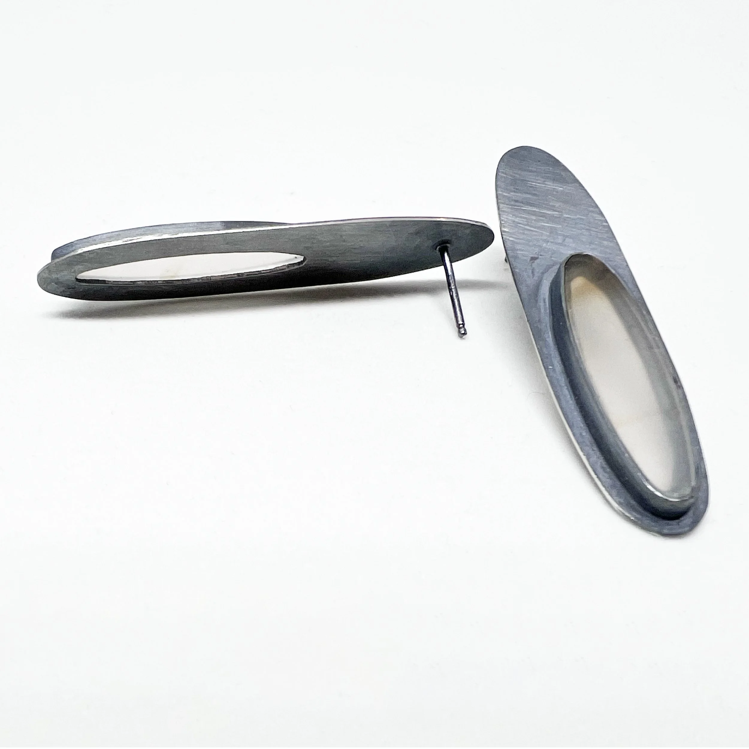 Montana Agate Slice Earrings in Sterling Silver