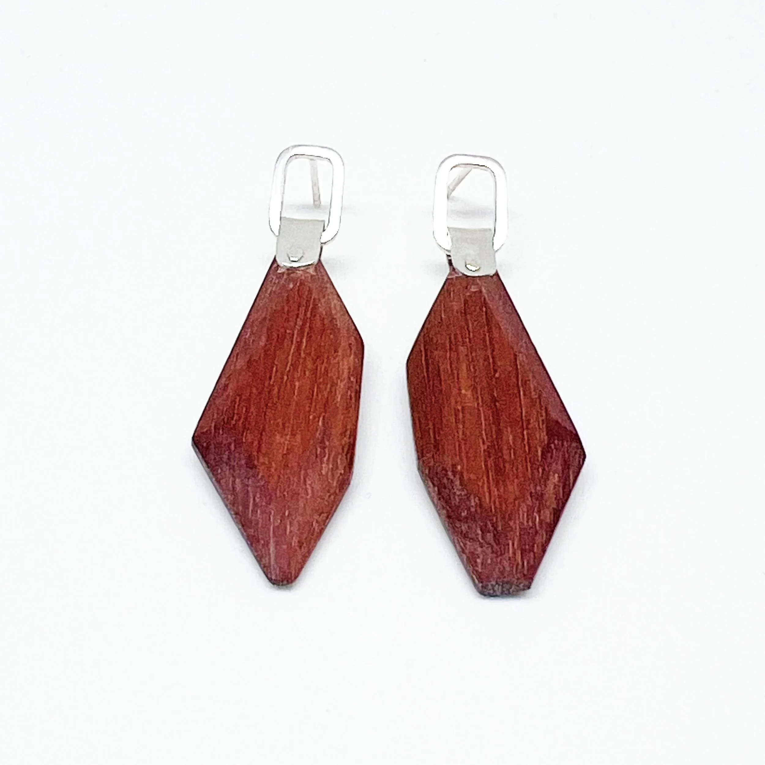 Rustic Gemstone-Inspired Padauk Wood Earrings – Handmade