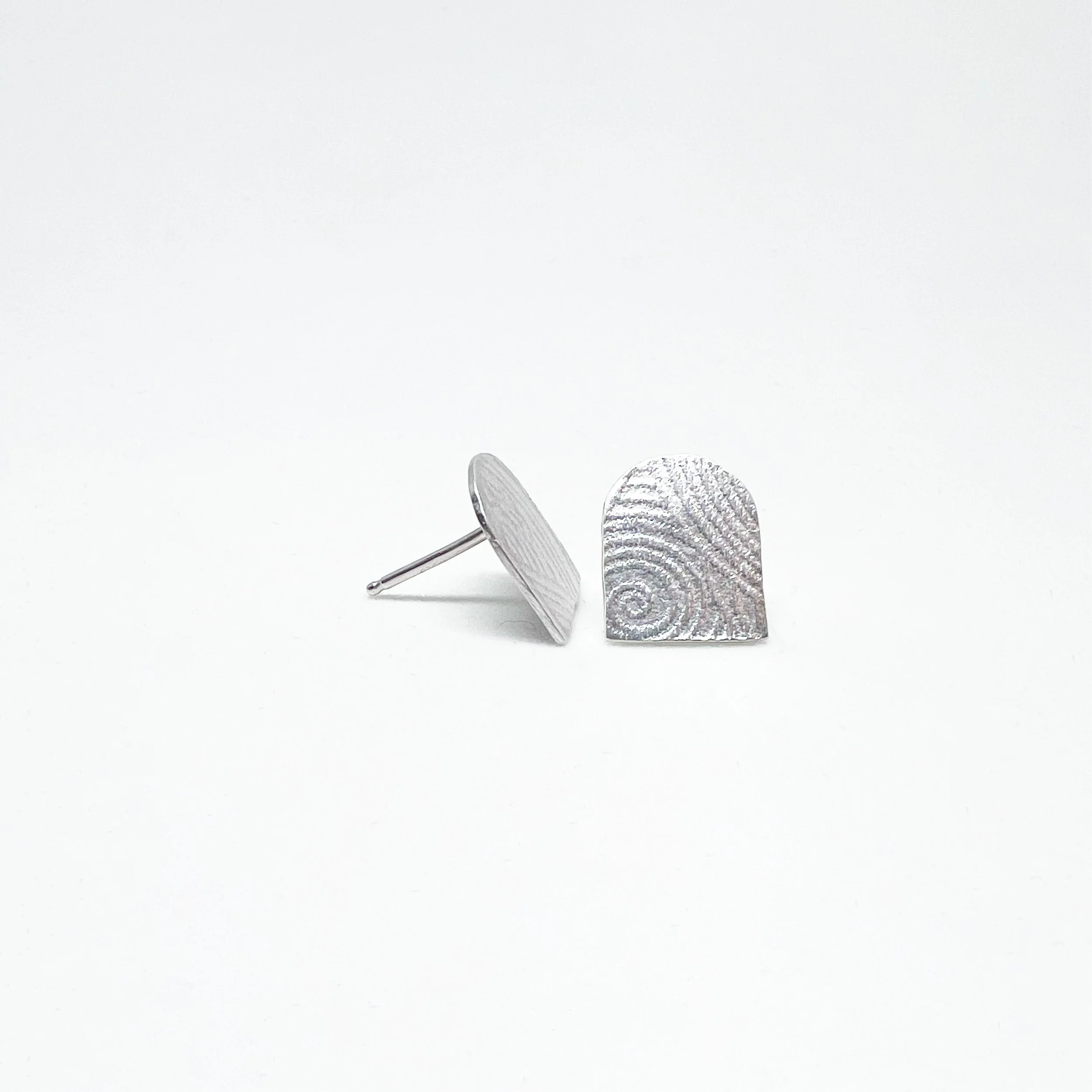 Embossed Sterling Silver Stud Earrings | Modern Minimal Jewelry