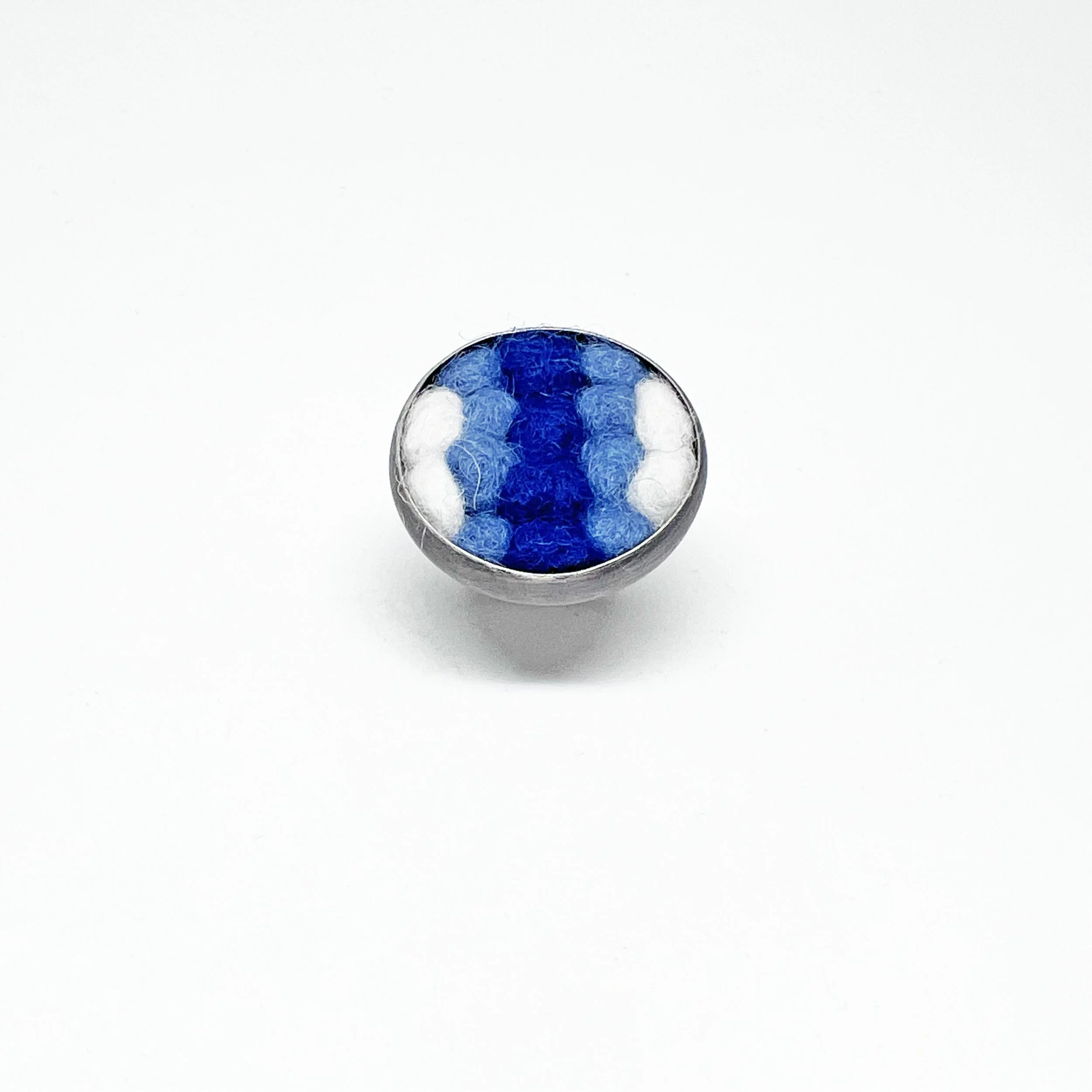 Blue Ombre Felted Wool and Sterling Silver Ring