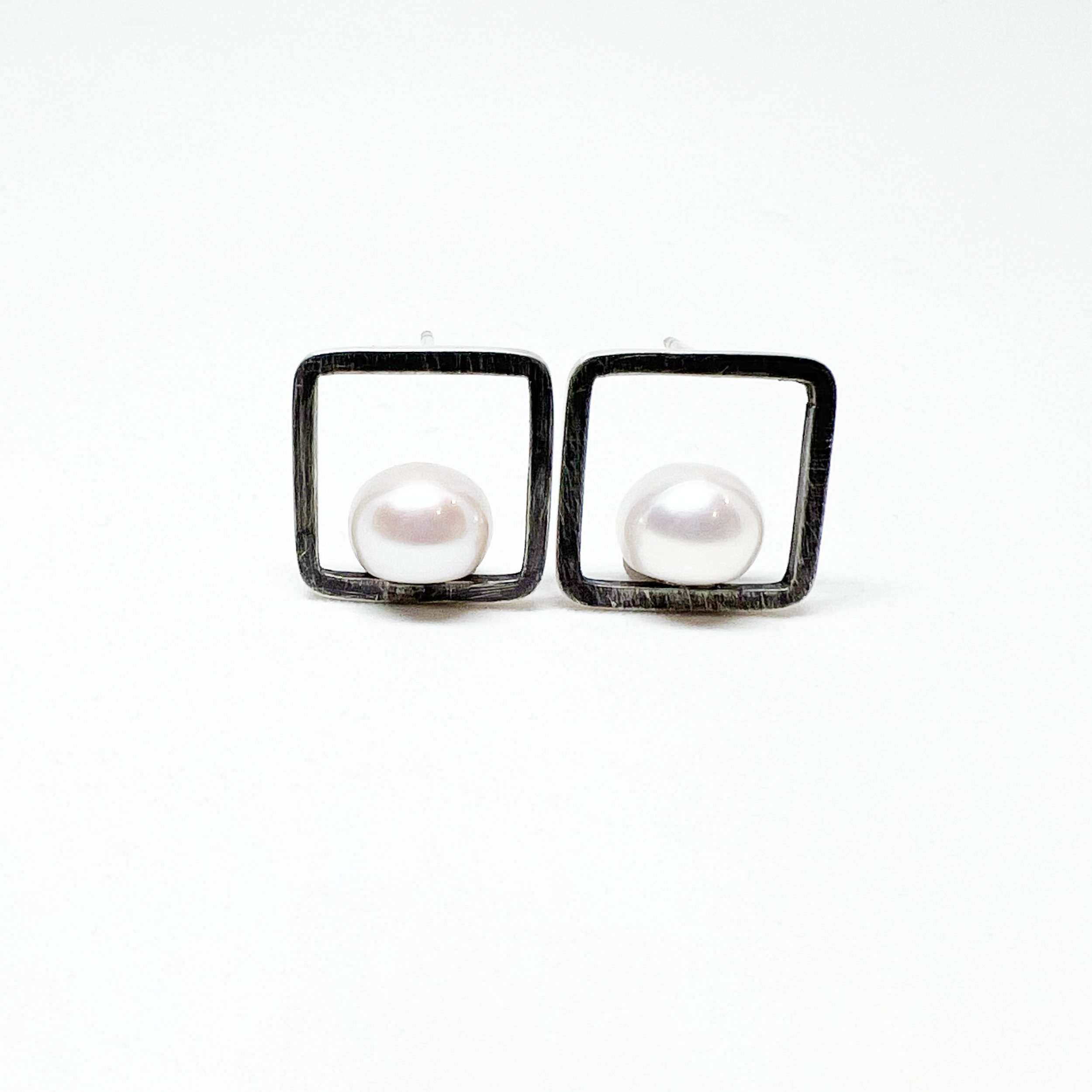 Minimalist White Pearl Stud Earrings