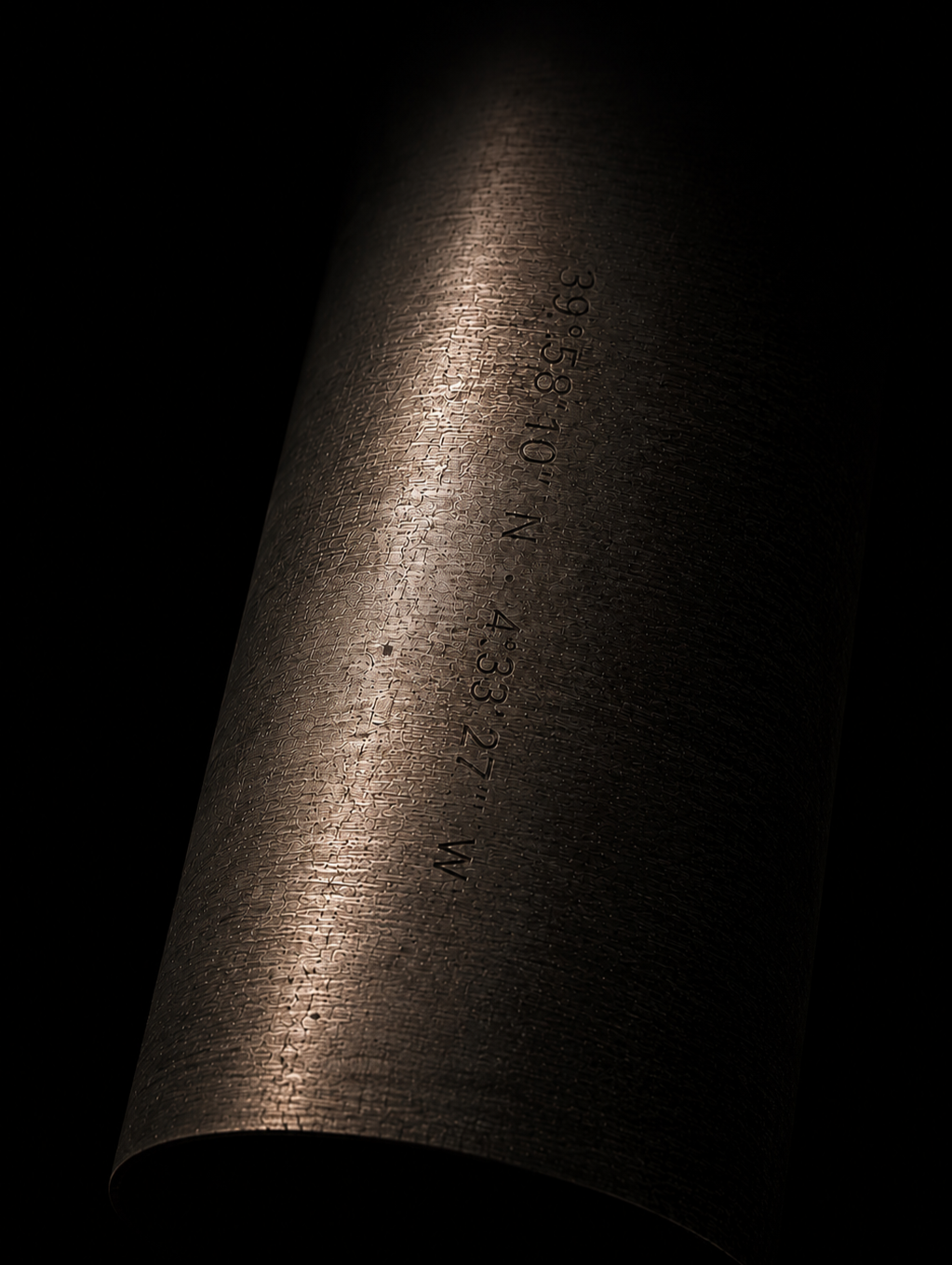 Superficie de acero oscuro con textura industrial y luz cinematográfica en la identidad visual de Horizonte Civil.