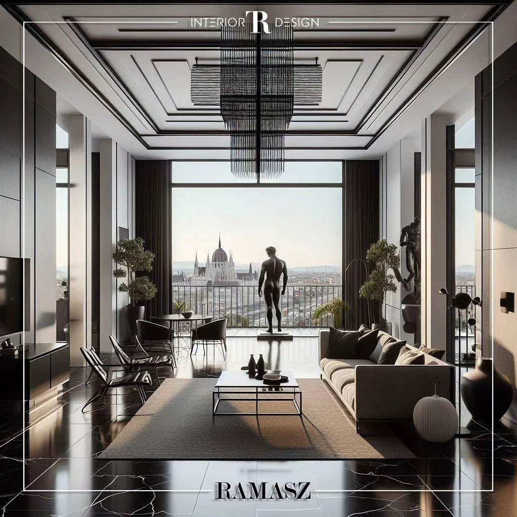 My design for a modern villa living room interior on the prestigious R&oacute;zsadomb hill in Budapest. Using art deco elements and mixing the modern with traditional interior design values is one of my favourite design approaches. 

#interiordesign 